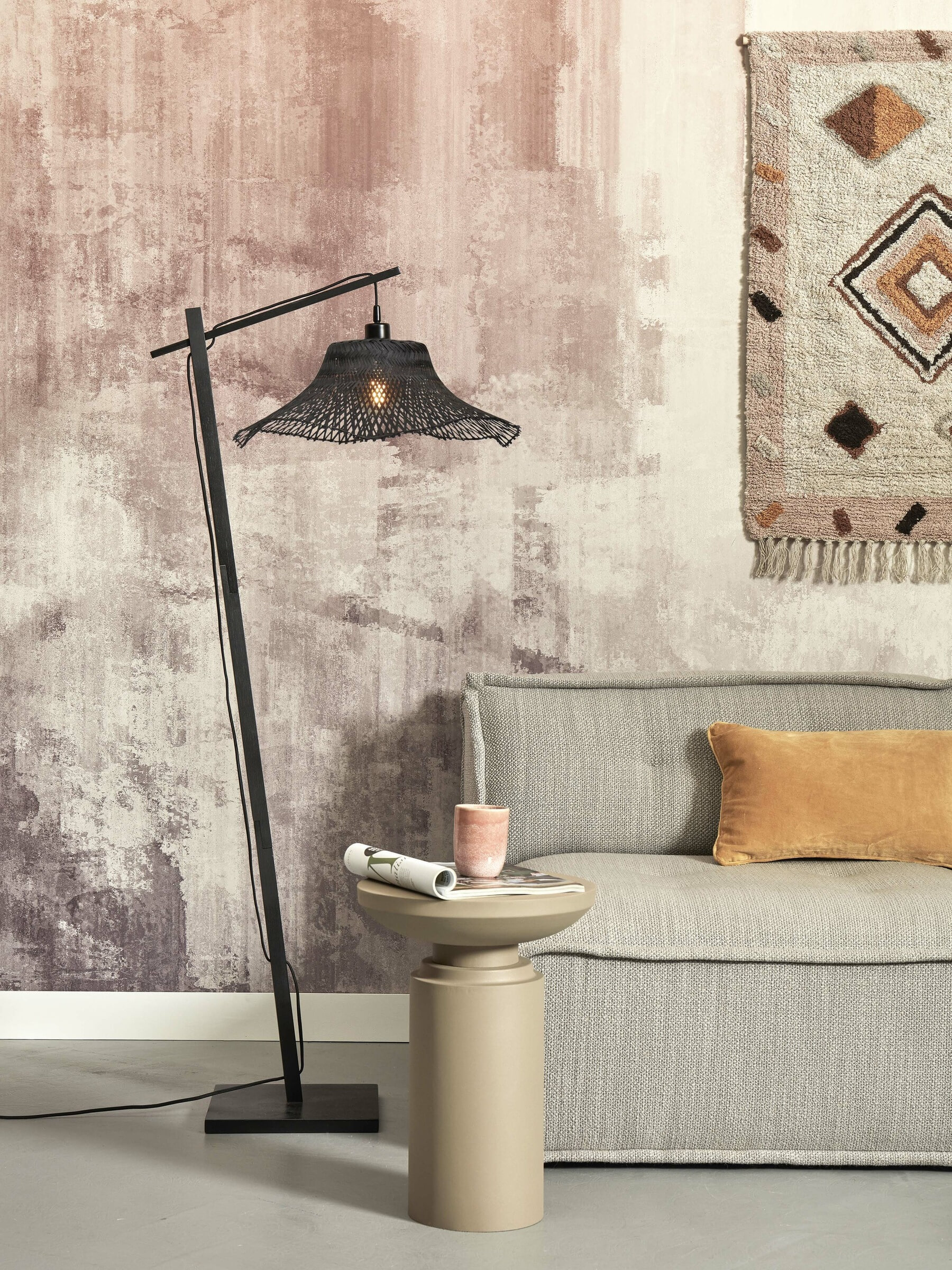 GOOD&MOJO Vloerlamp 'Ibiza' Bamboe, 150cm, kleur Zwart