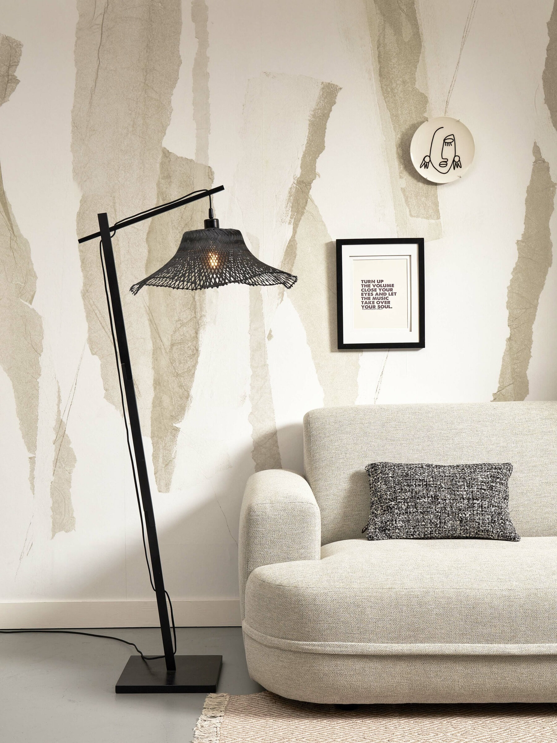 GOOD&MOJO Vloerlamp 'Ibiza' Bamboe, 150cm, kleur Zwart