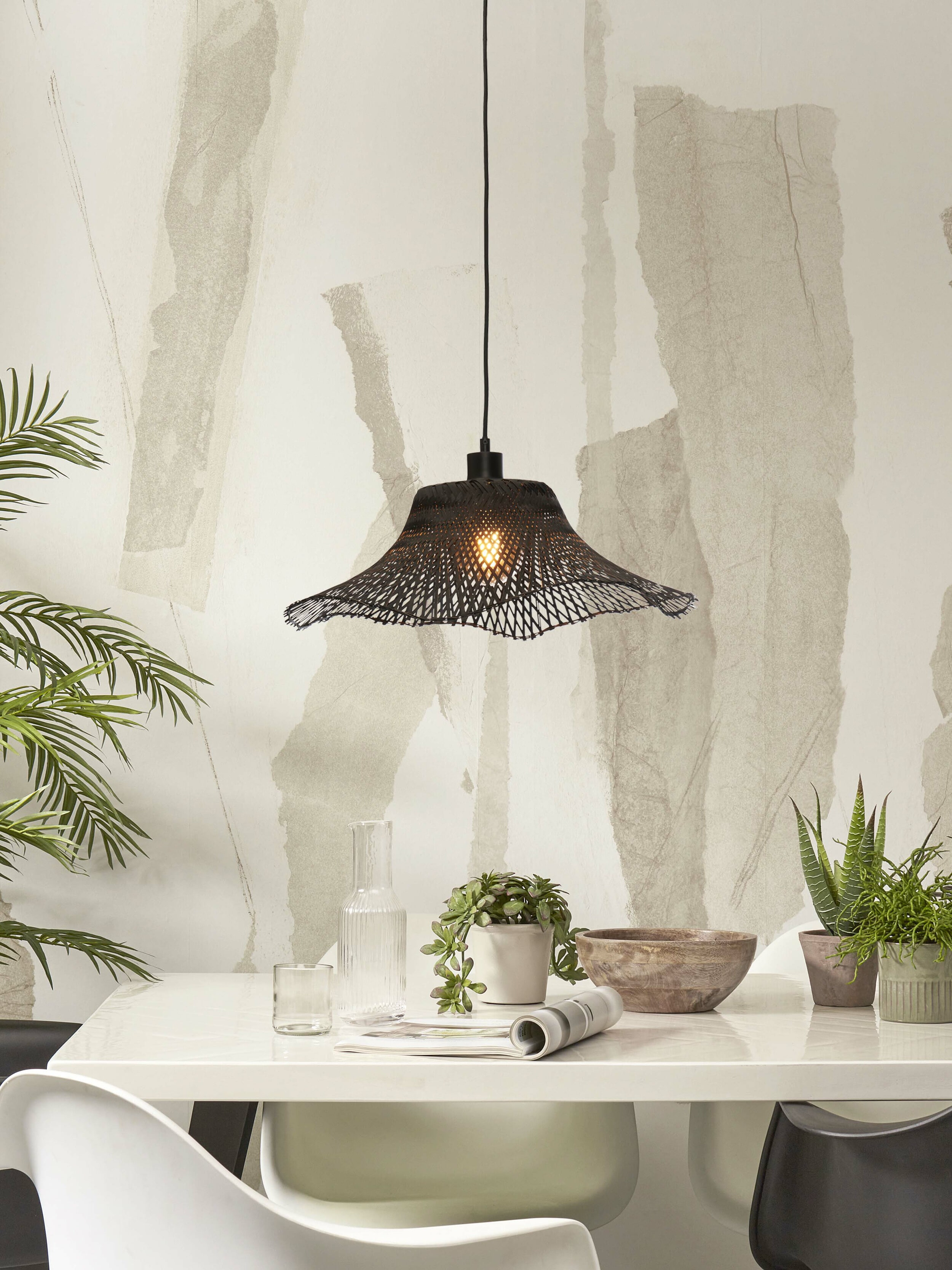 GOOD&MOJO Hanglamp 'Ibiza' Bamboe, 50cm, kleur Zwart