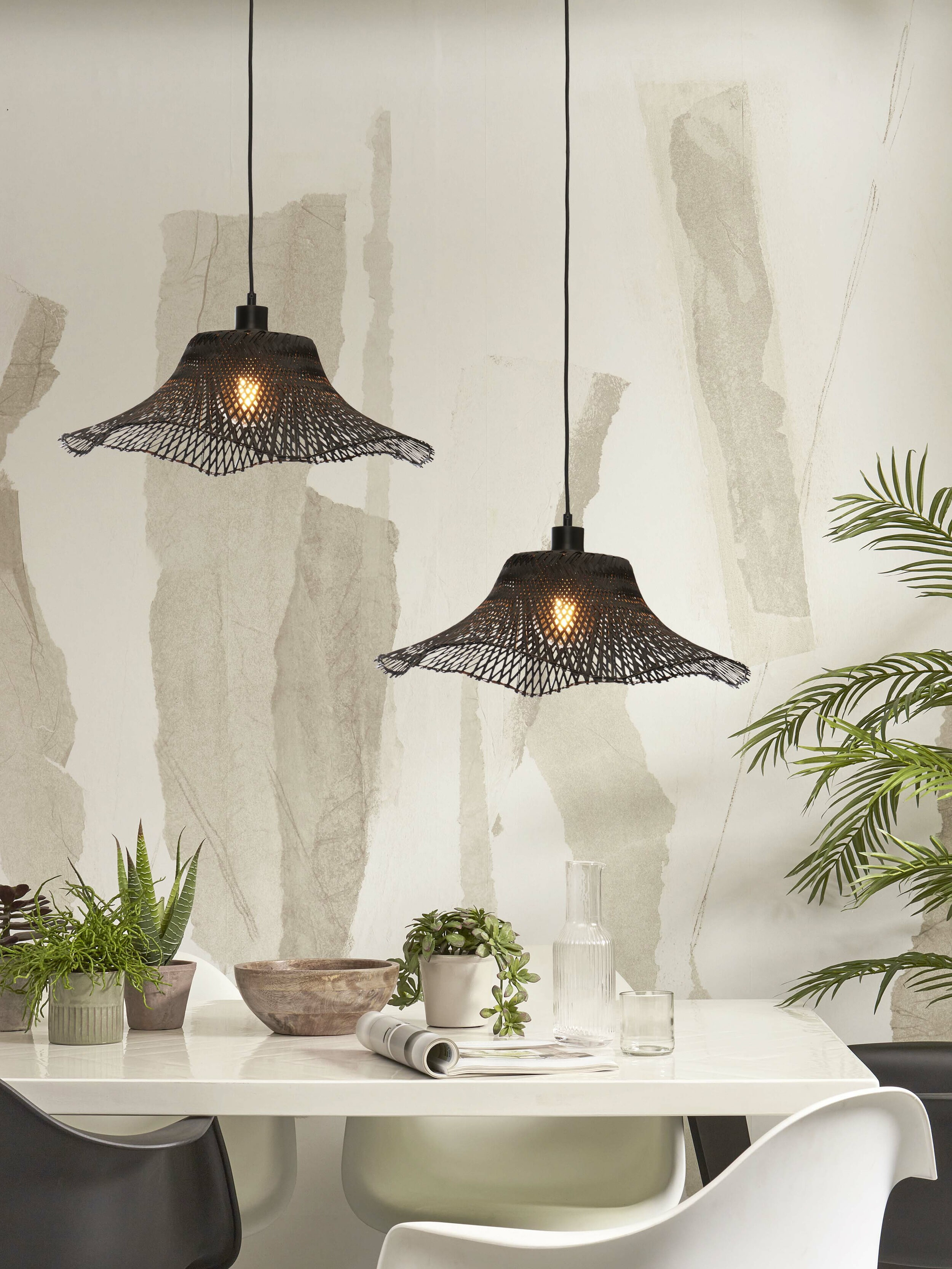 GOOD&MOJO Hanglamp 'Ibiza' Bamboe, 50cm, kleur Zwart