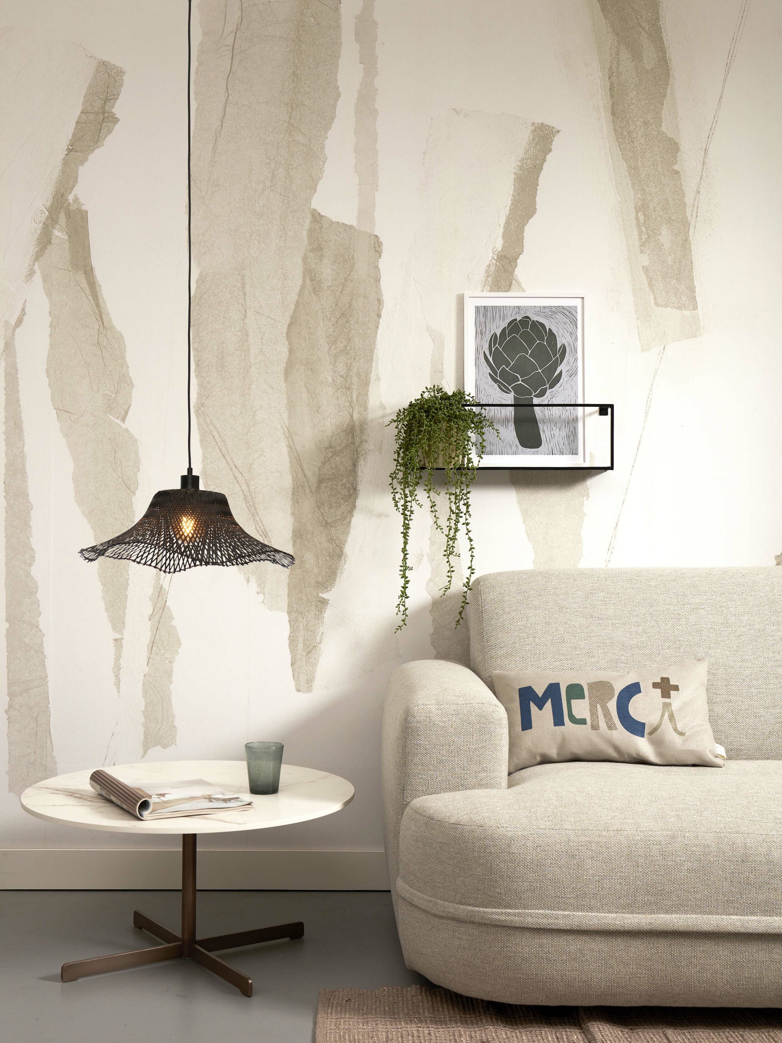 GOOD&MOJO Hanglamp 'Ibiza' Bamboe, 50cm, kleur Zwart