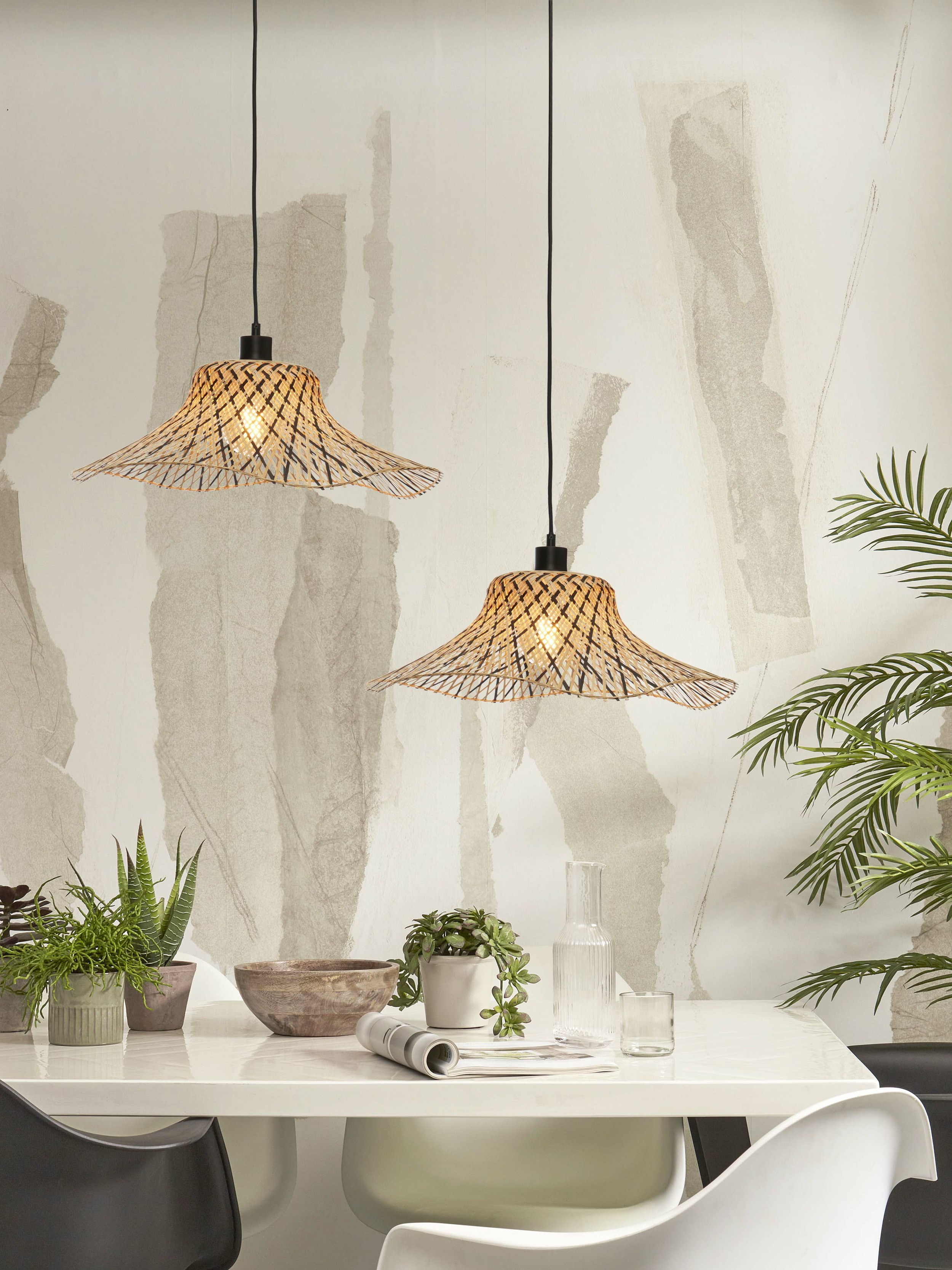 GOOD&MOJO Hanglamp 'Ibiza' Bamboe, 50cm, kleur Naturel/Zwart