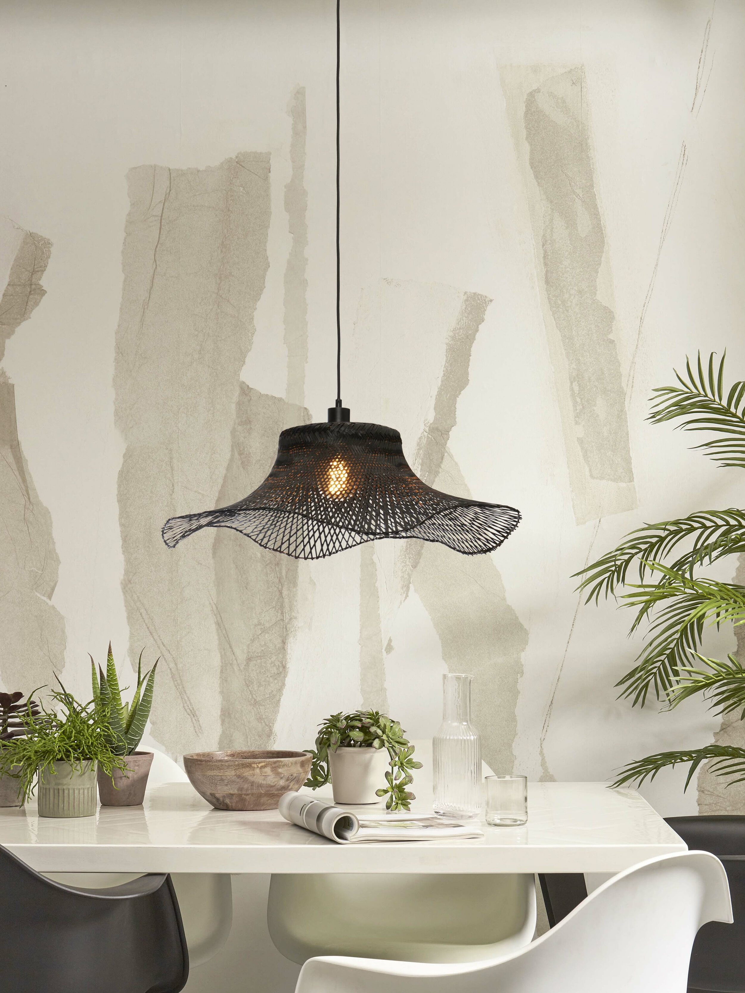 GOOD&MOJO Hanglamp 'Ibiza' Bamboe, 65cm, kleur Zwart