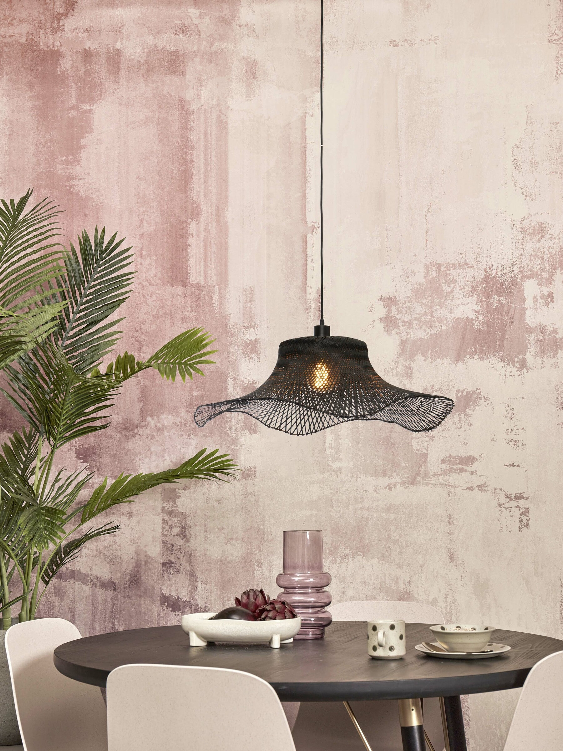 GOOD&MOJO Hanglamp 'Ibiza' Bamboe, 65cm, kleur Zwart