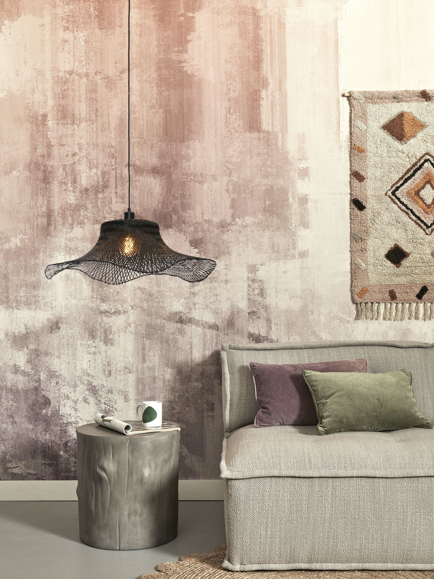 GOOD&MOJO Hanglamp 'Ibiza' Bamboe, 65cm, kleur Zwart