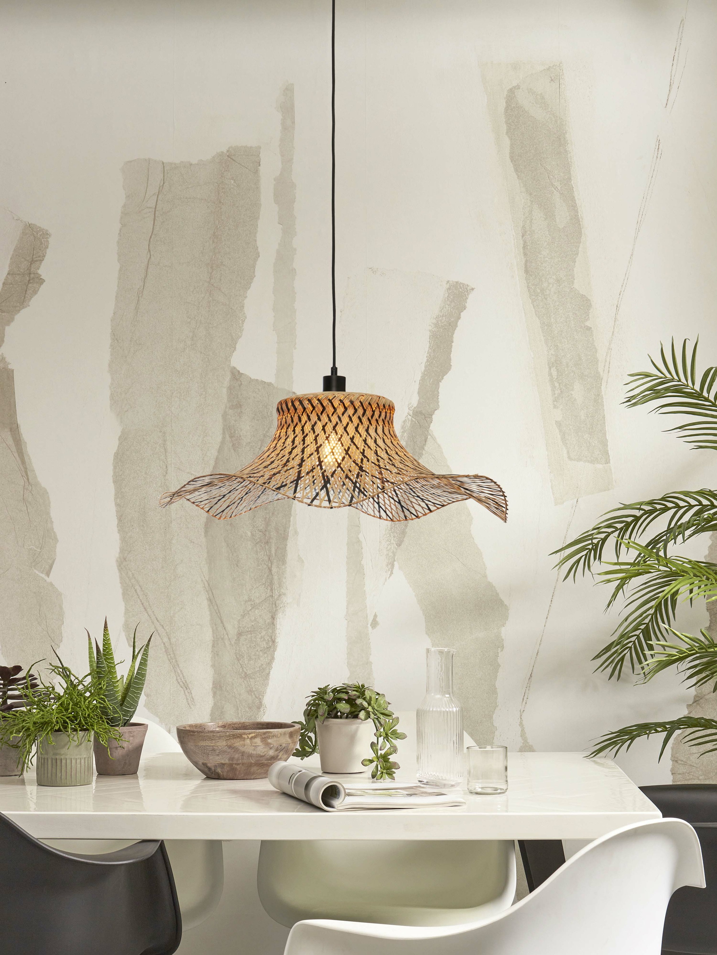 GOOD&MOJO Hanglamp 'Ibiza' Bamboe, 65cm, kleur Naturel/Zwart