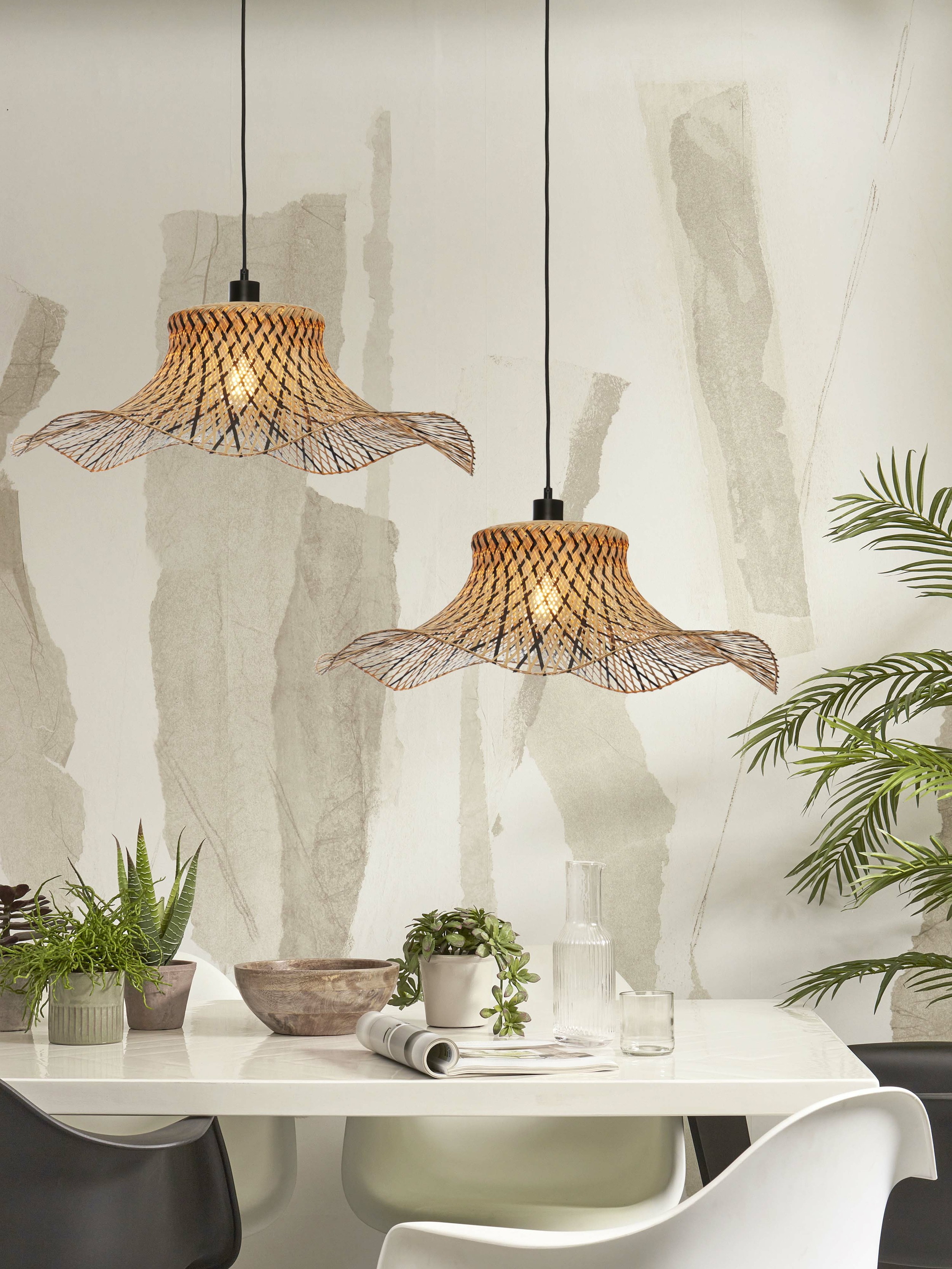 GOOD&MOJO Hanglamp 'Ibiza' Bamboe, 65cm, kleur Naturel/Zwart