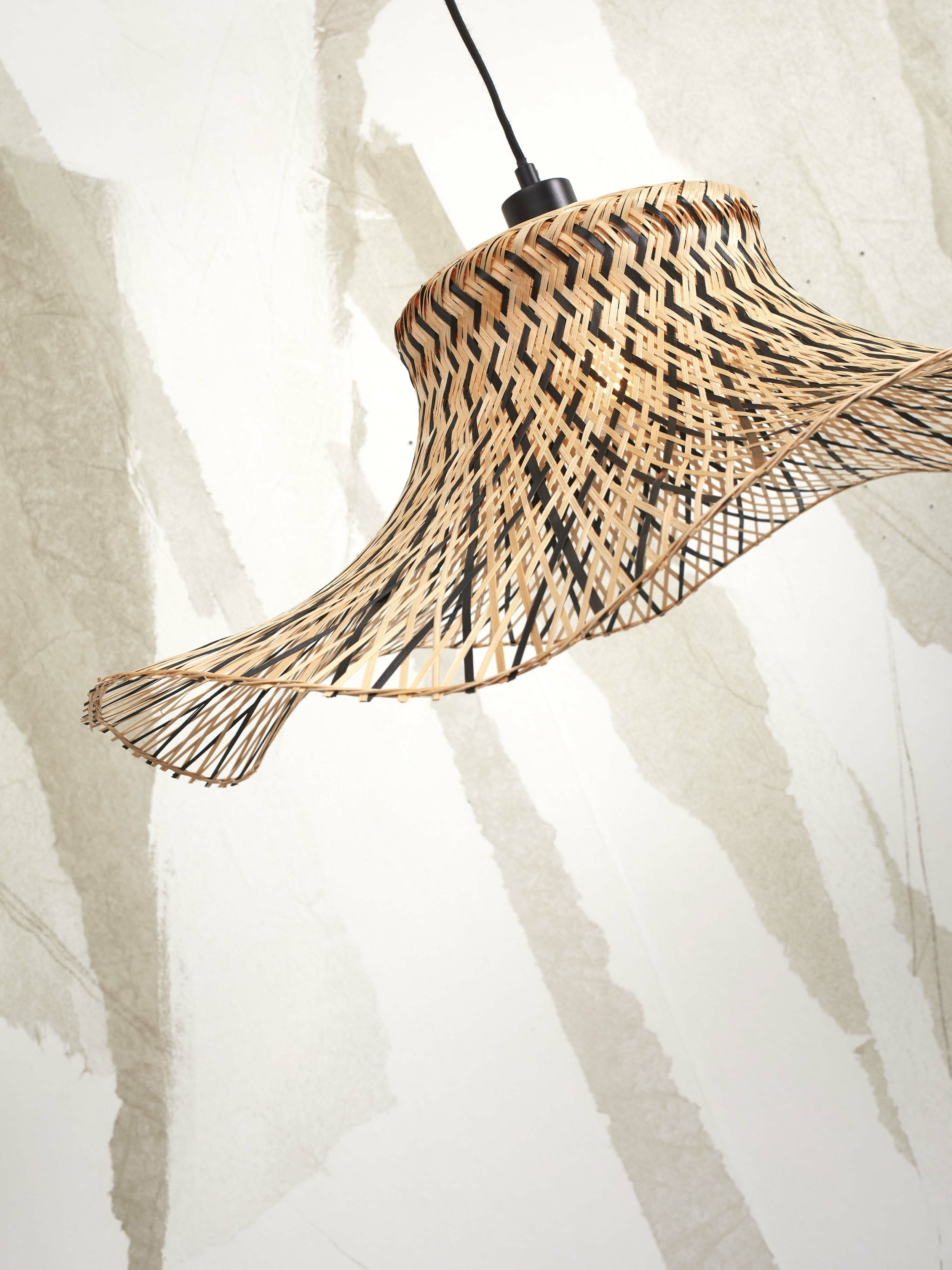 GOOD&MOJO Hanglamp 'Ibiza' Bamboe, 65cm, kleur Naturel/Zwart