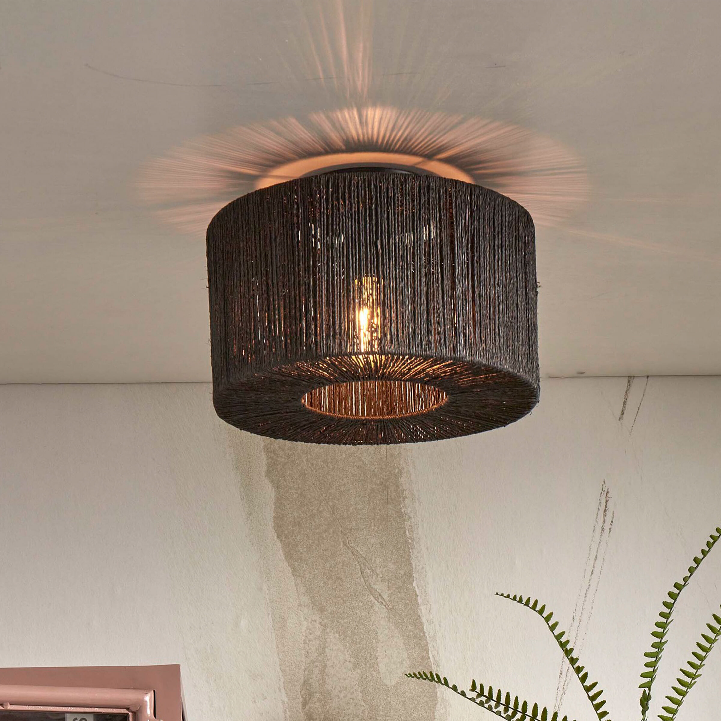 GOOD&MOJO Plafondlamp Iguazu Jute, 30cm - Zwart