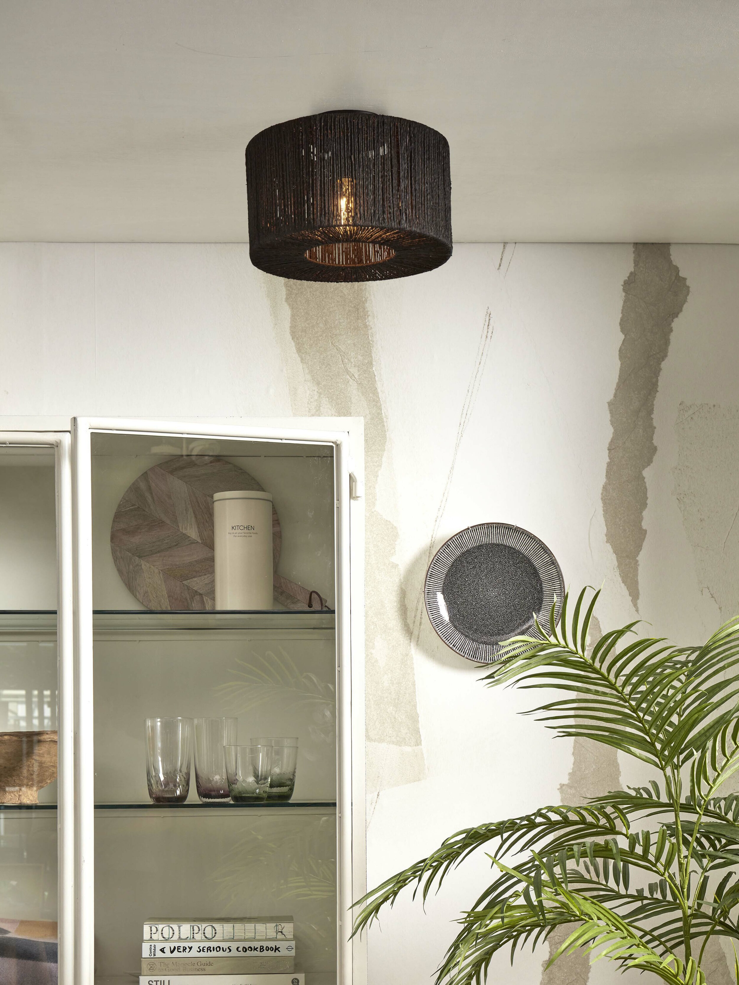 GOOD&MOJO Plafondlamp 'Iguazu' Jute, 30cm, kleur Zwart