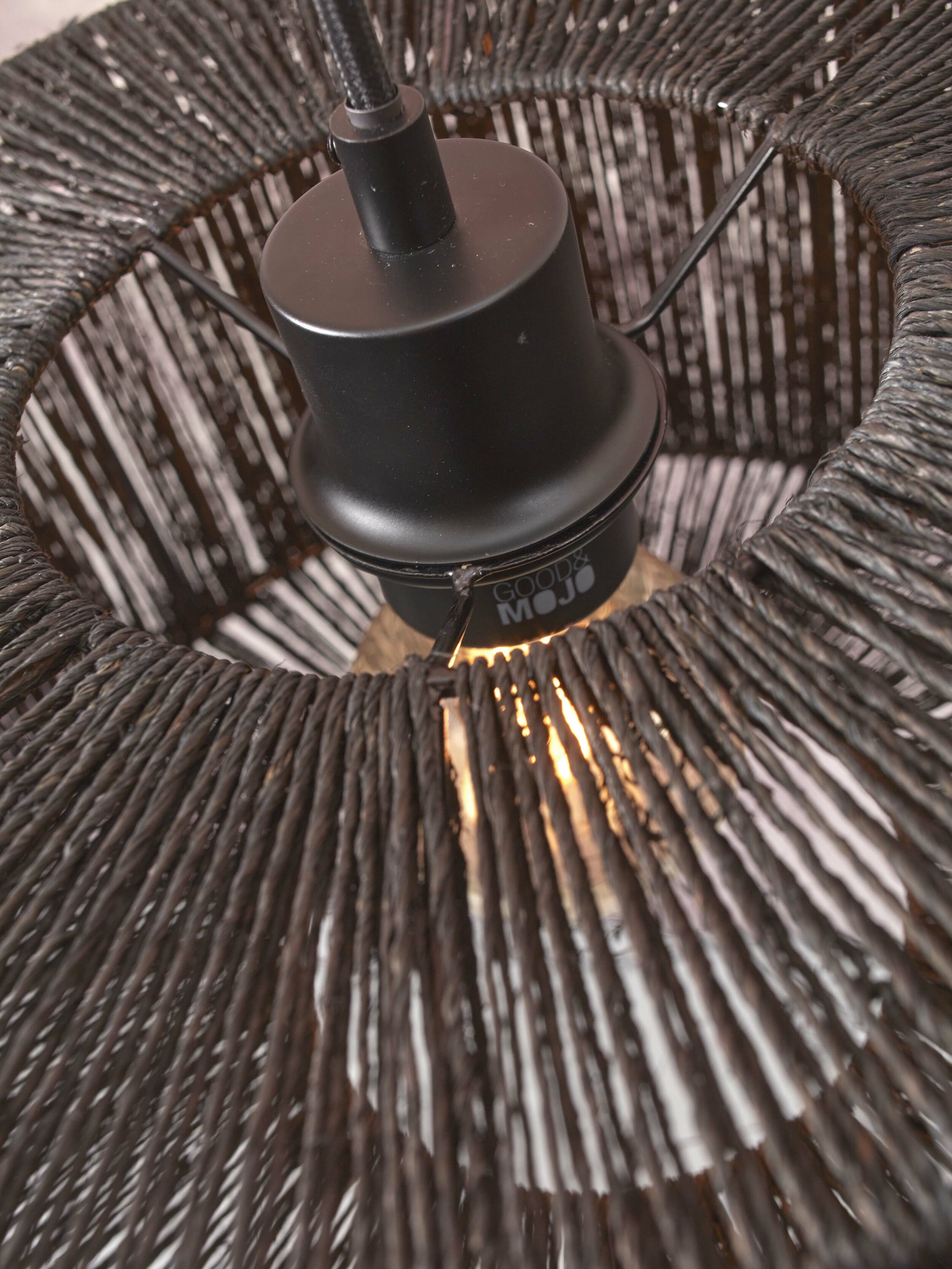 GOOD&MOJO Vloerlamp 'Iguazu' Bamboe en jute, 150cm, kleur Zwart