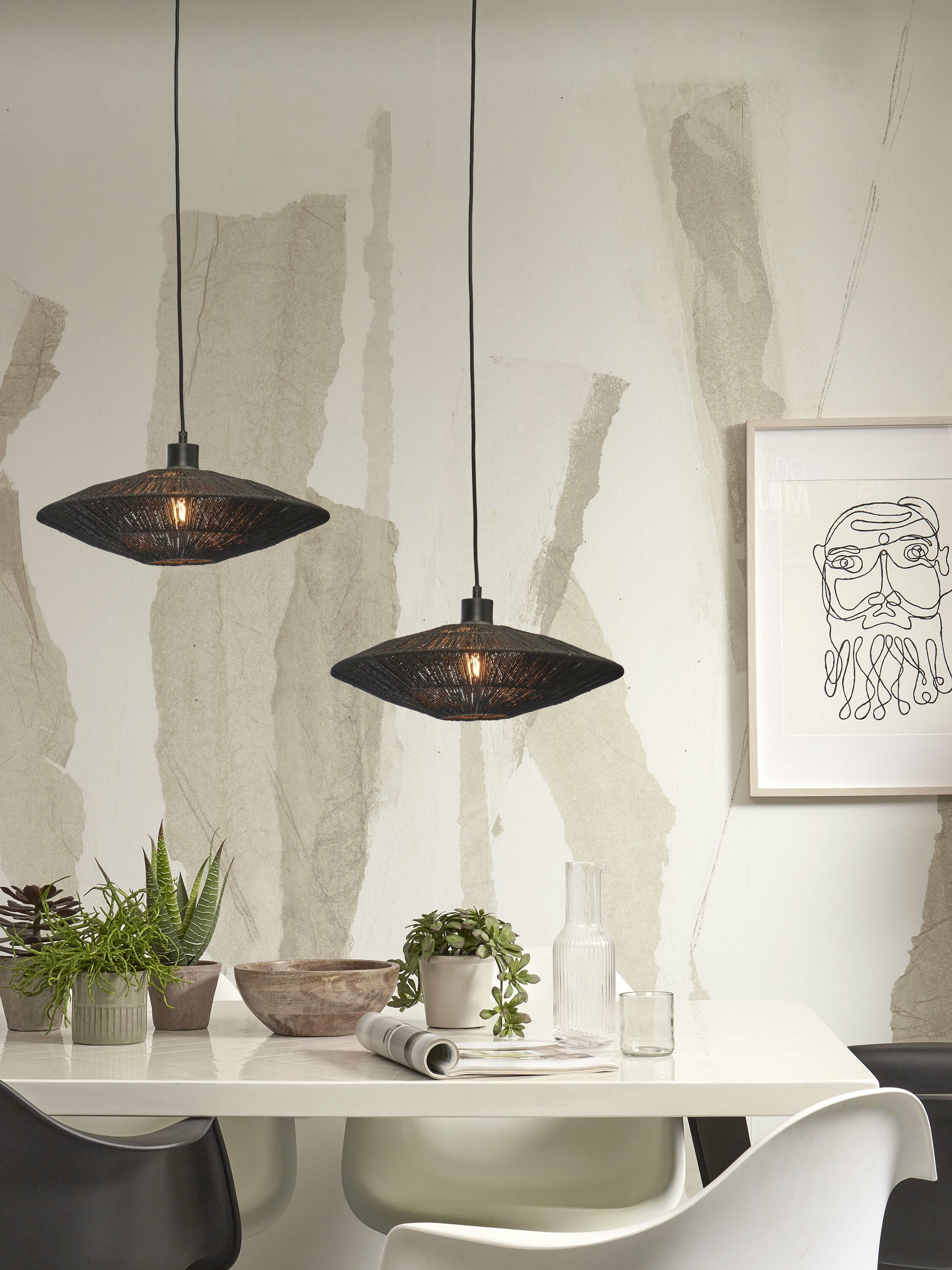 GOOD&MOJO Hanglamp 'Iguazu' Jute, 40cm, kleur Zwart