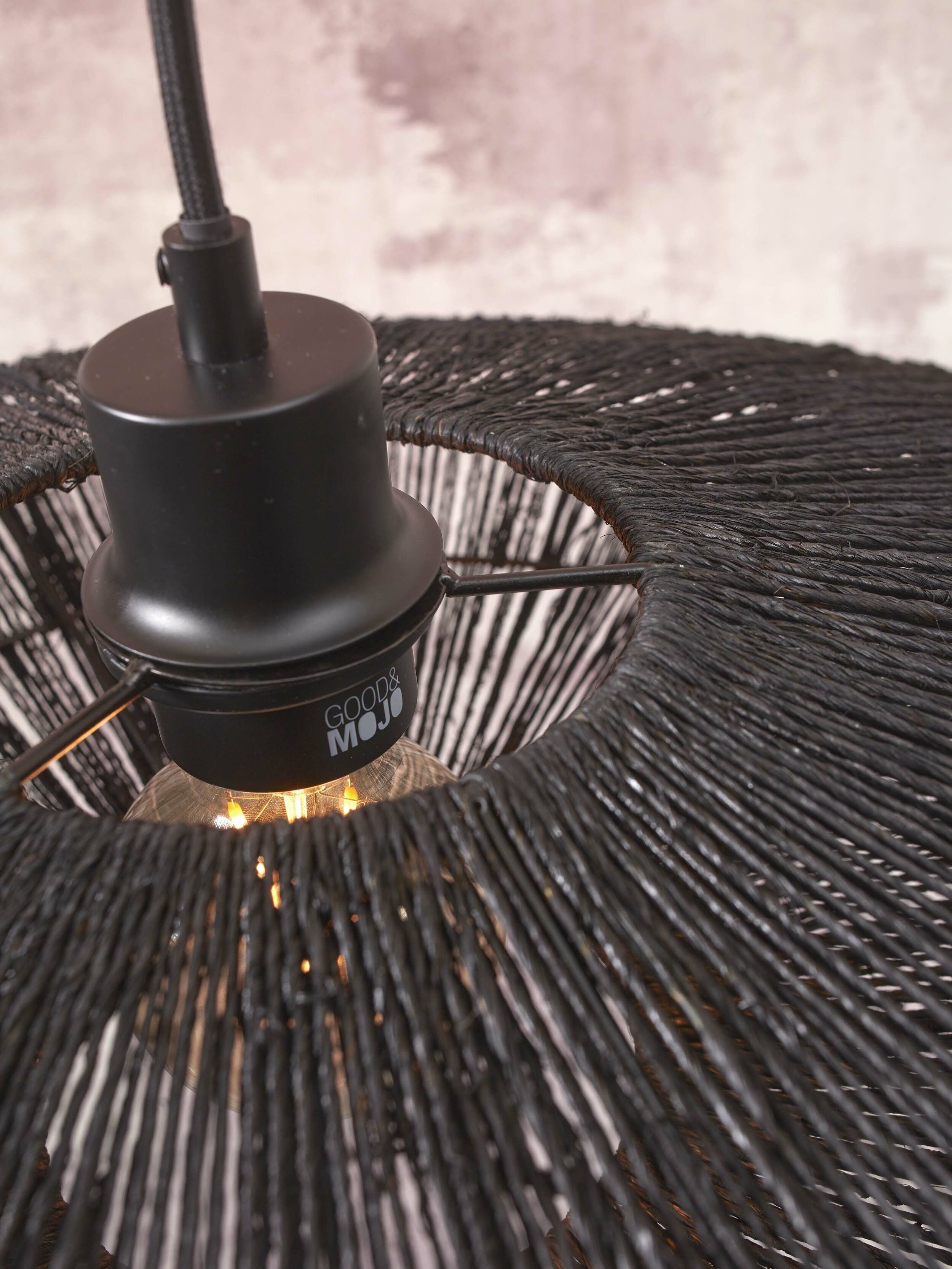 GOOD&MOJO Hanglamp 'Iguazu' Jute, 40cm, kleur Zwart