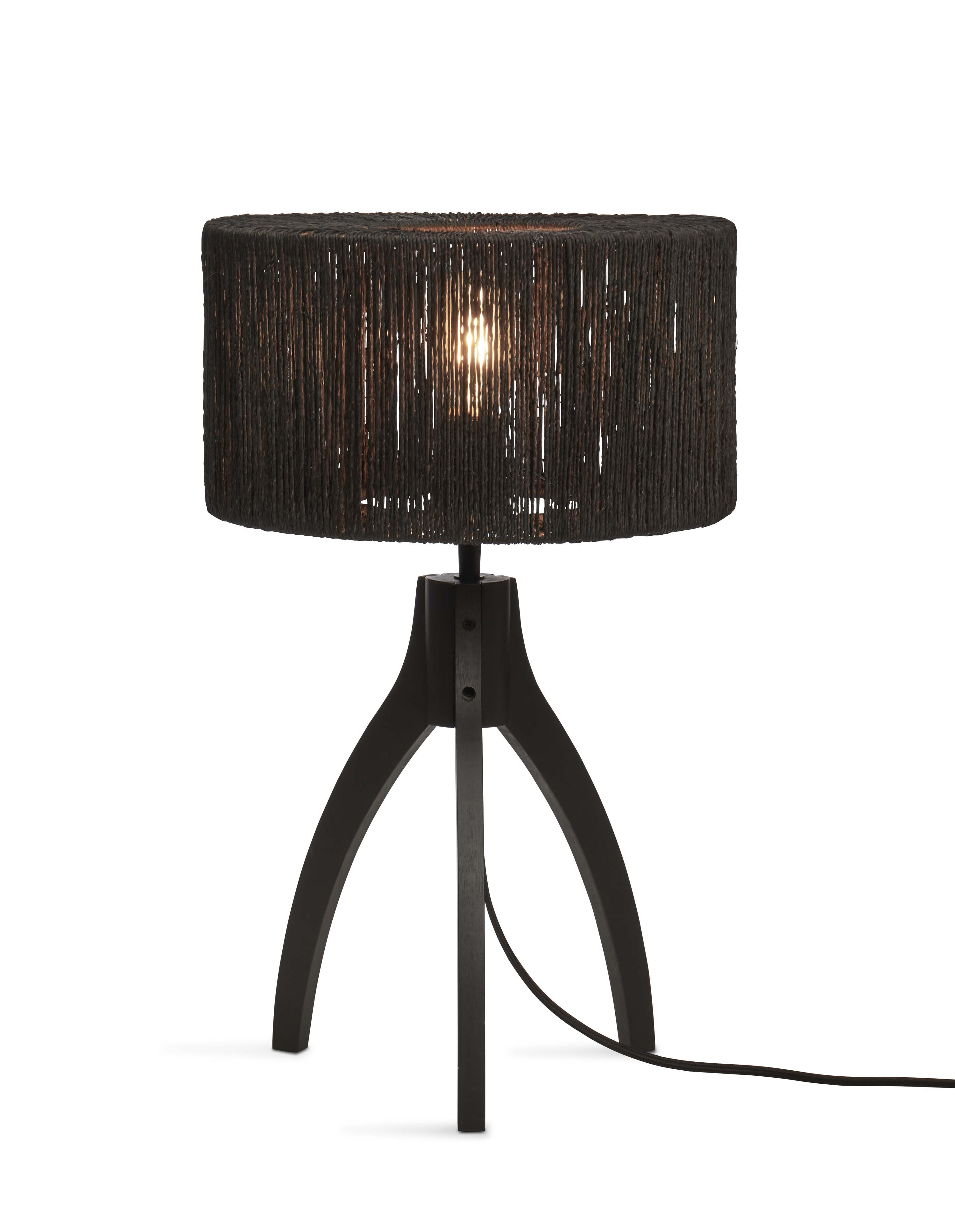 GOOD&MOJO Tafellamp 'Iguazu' 3-poot, Bamboe en jute, kleur Zwart