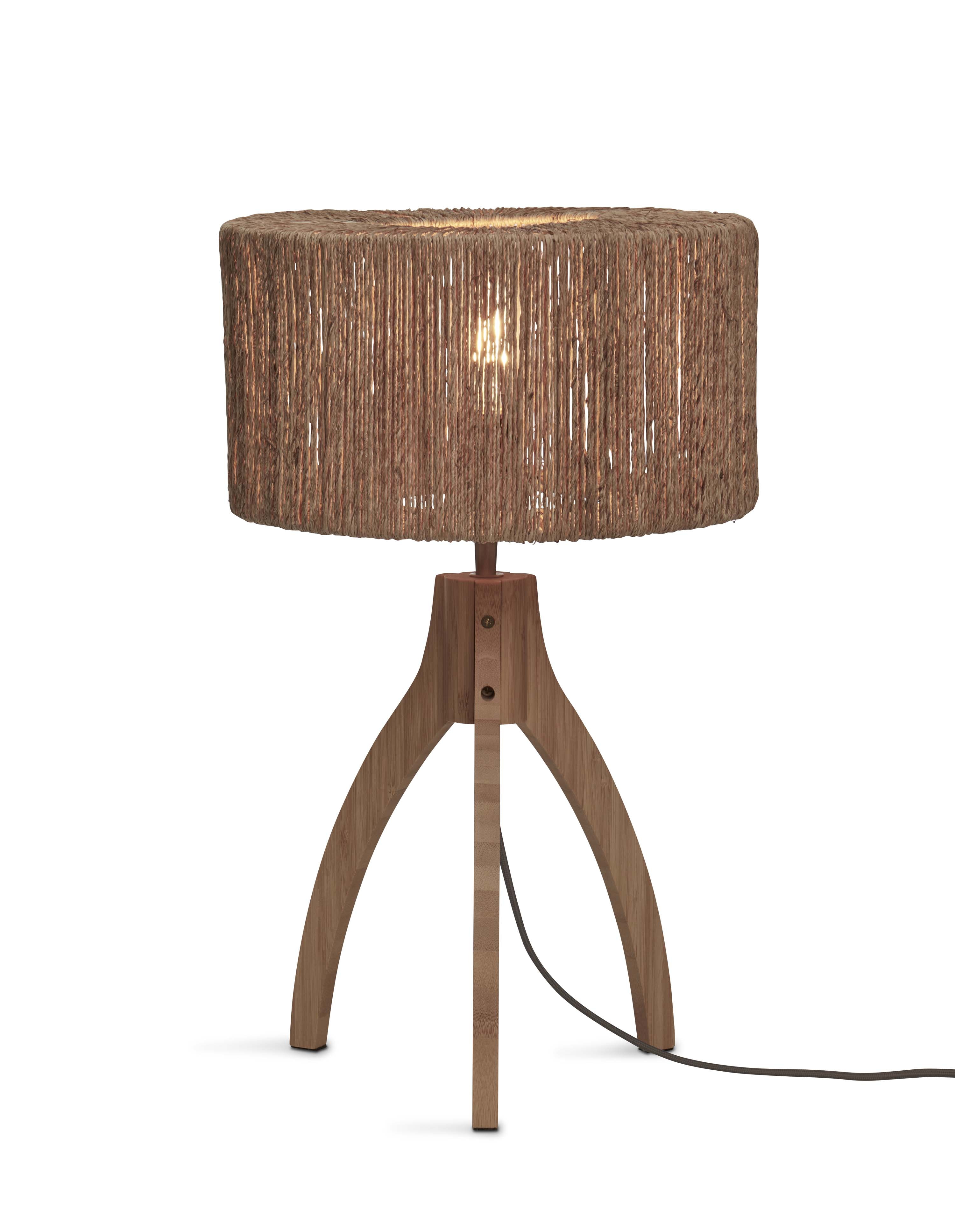 GOOD&MOJO Tafellamp 'Iguazu' 3-poot, Bamboe en jute, kleur Naturel