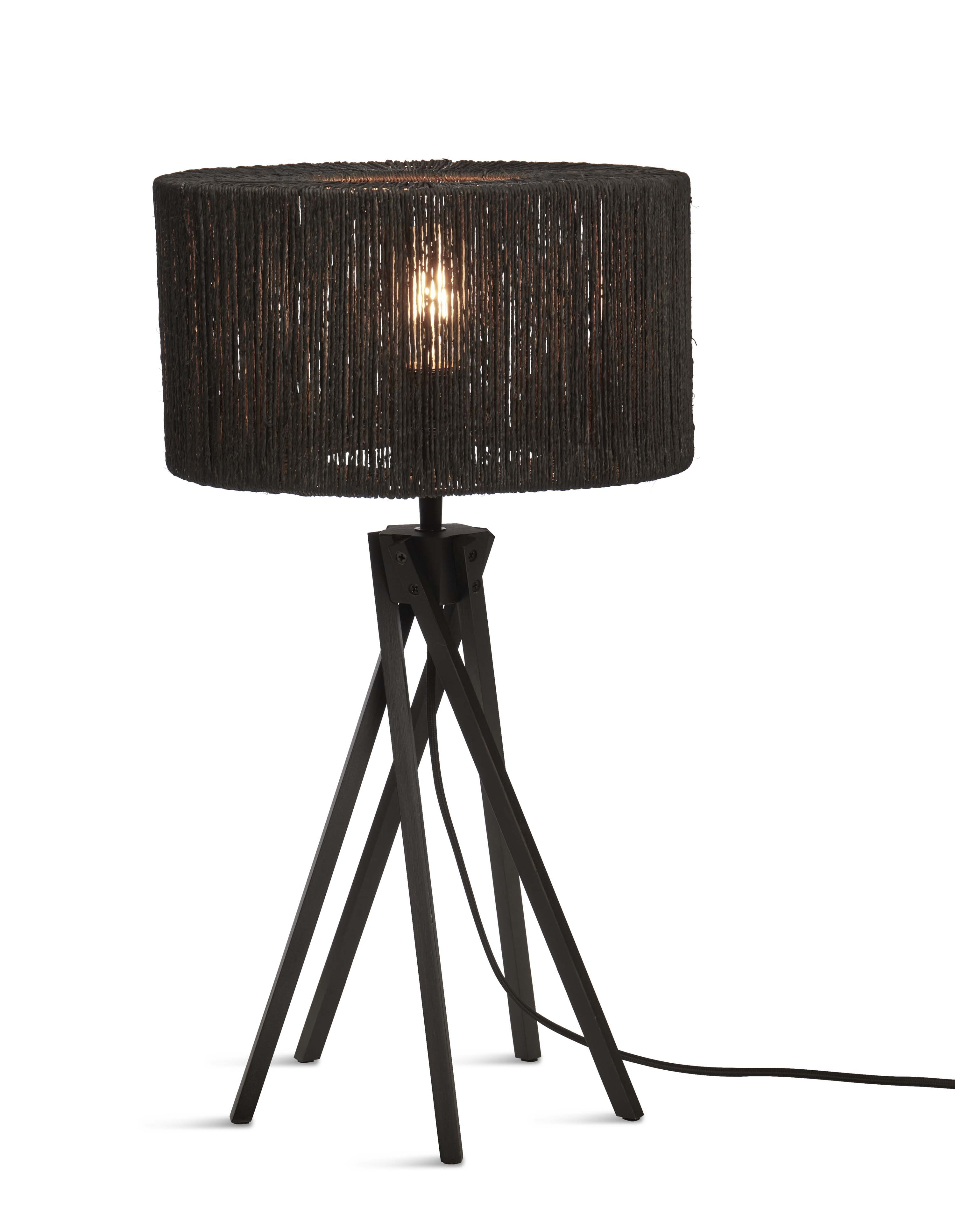GOOD&MOJO Tafellamp 'Iguazu' 5-poot, Bamboe en jute, kleur Zwart