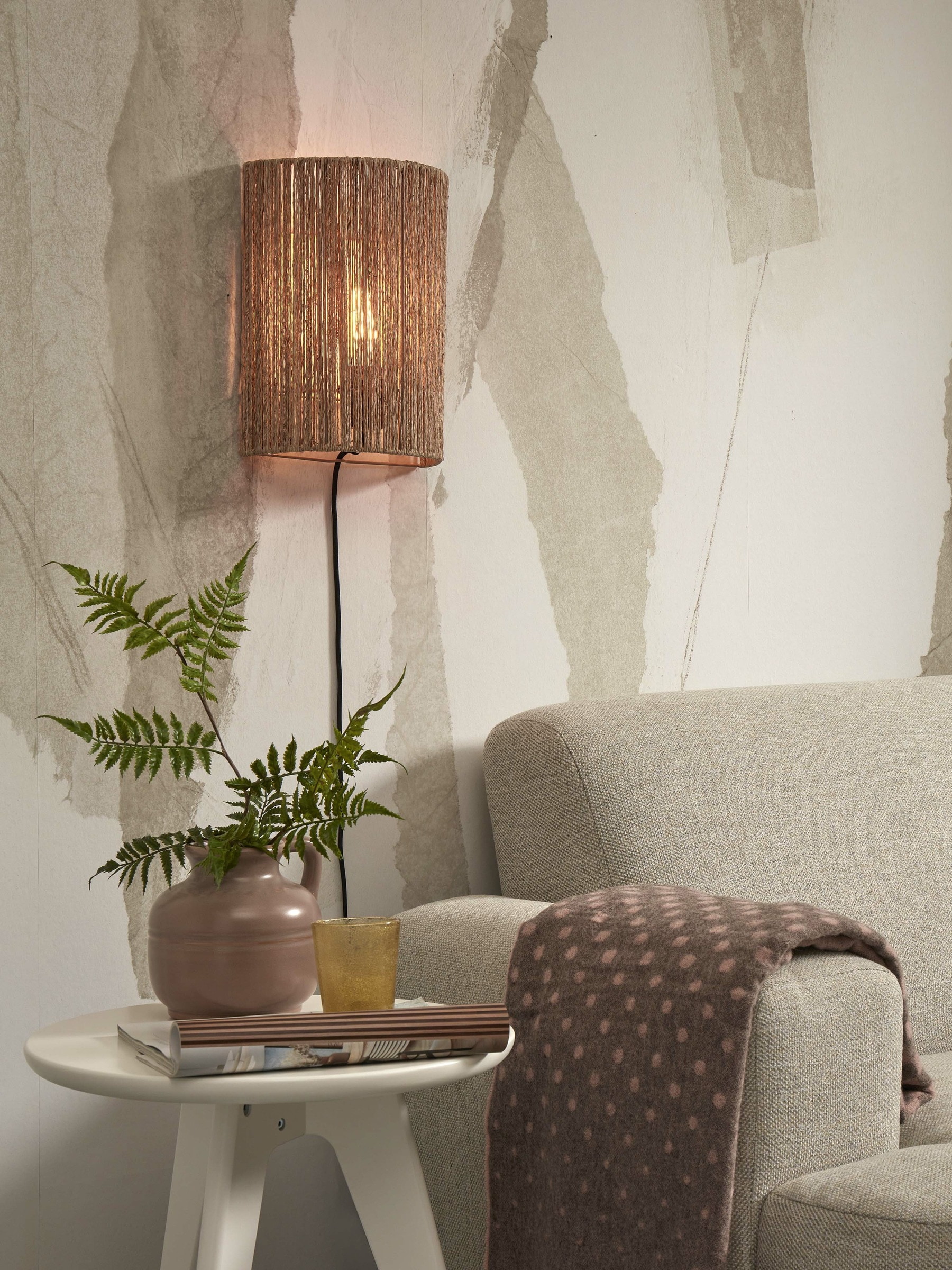 GOOD&MOJO Wandlamp 'Iguazu' Jute, 32cm hoog, kleur Naturel