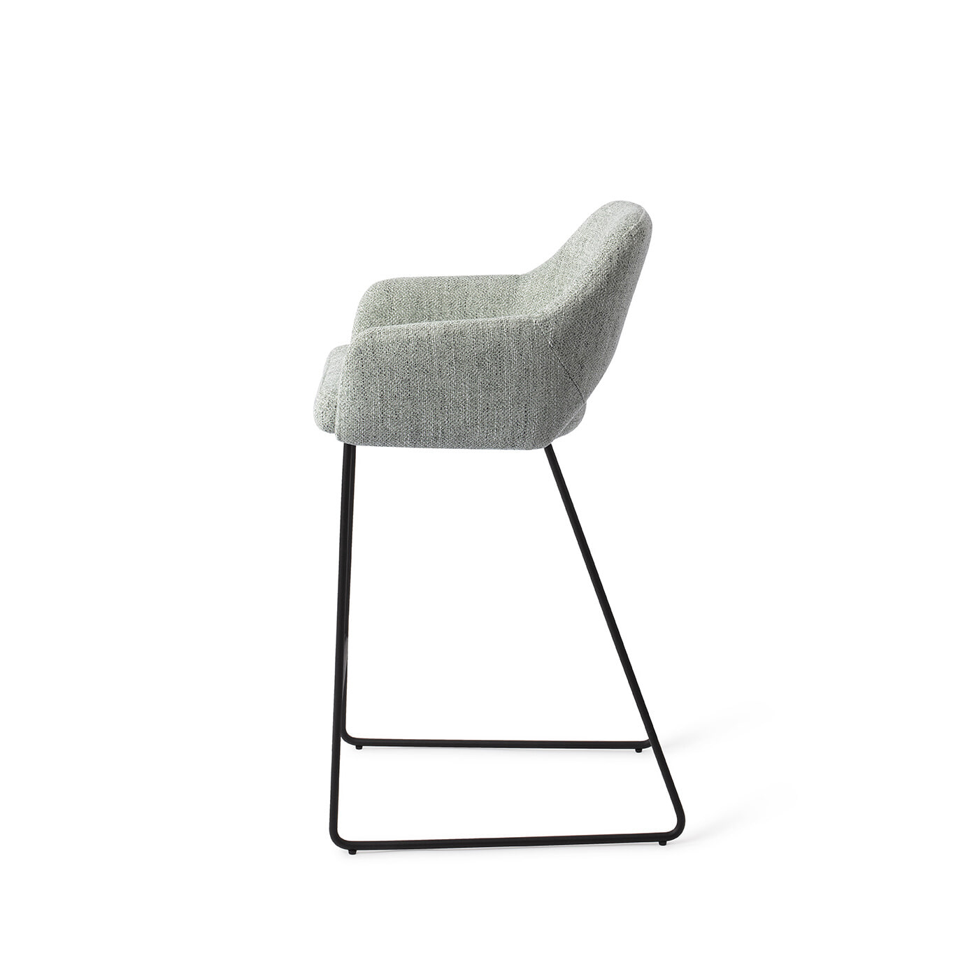 Jesper Home Barkruk 'Yanai' Slide Black, kleur Soft Sage (zithoogte 65cm)