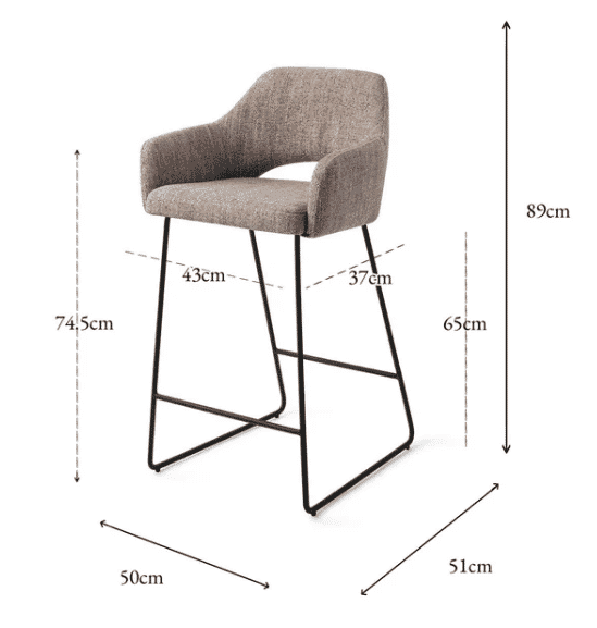 Jesper Home Barkruk 'Yanai' Slide Black (zithoogte 65cm)