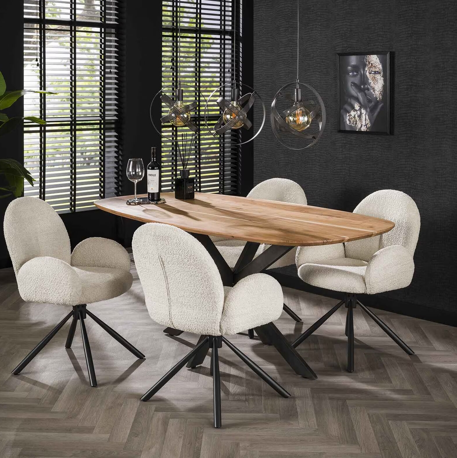 LifestyleFurn Eettafel Imre Deens ovaal, Acaciahout, 180 x 95cm - Massief acacia naturel