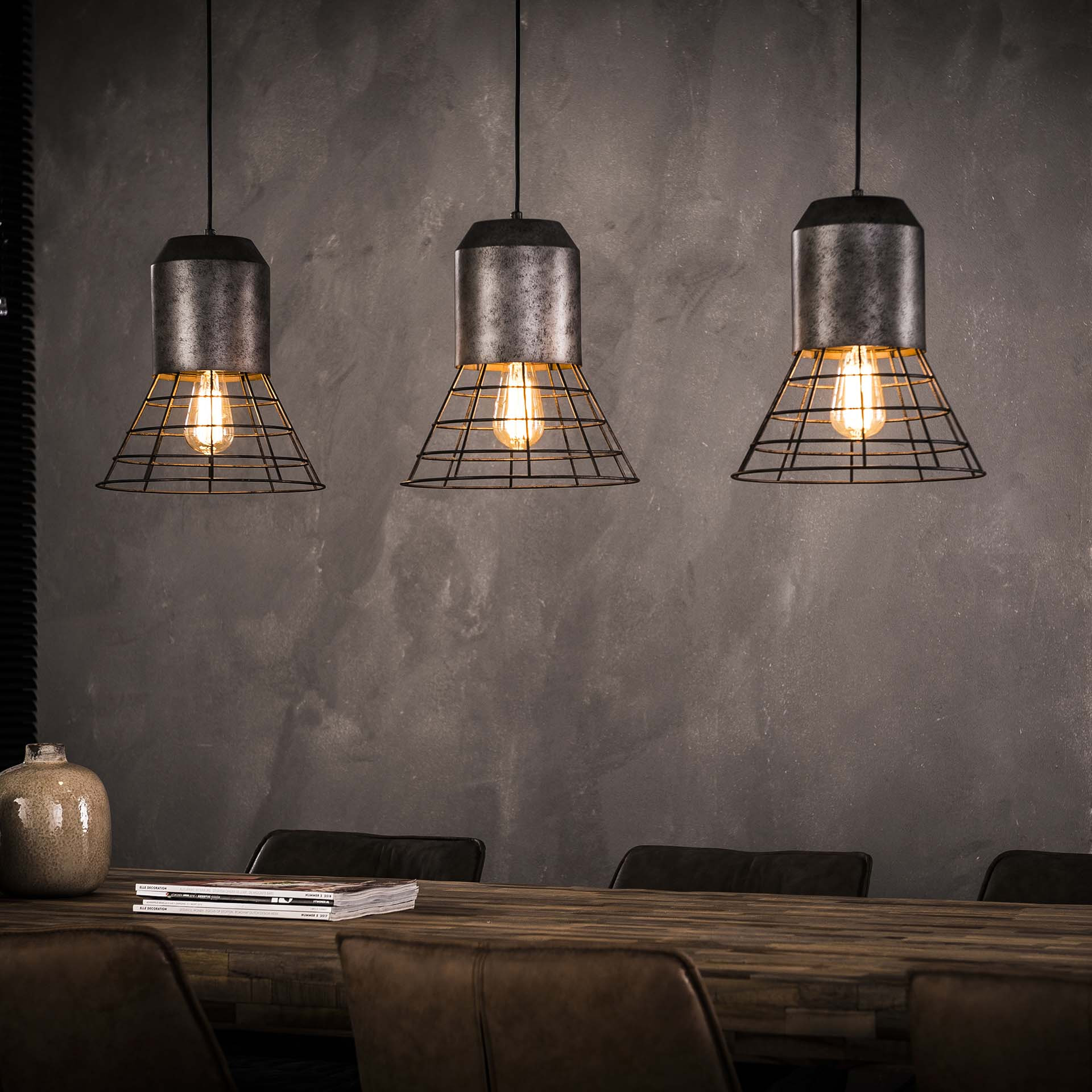 Industriële Hanglamp 'Penelope' 3-lamps Industriële Hanglamp 'Penelope' 3-lamps