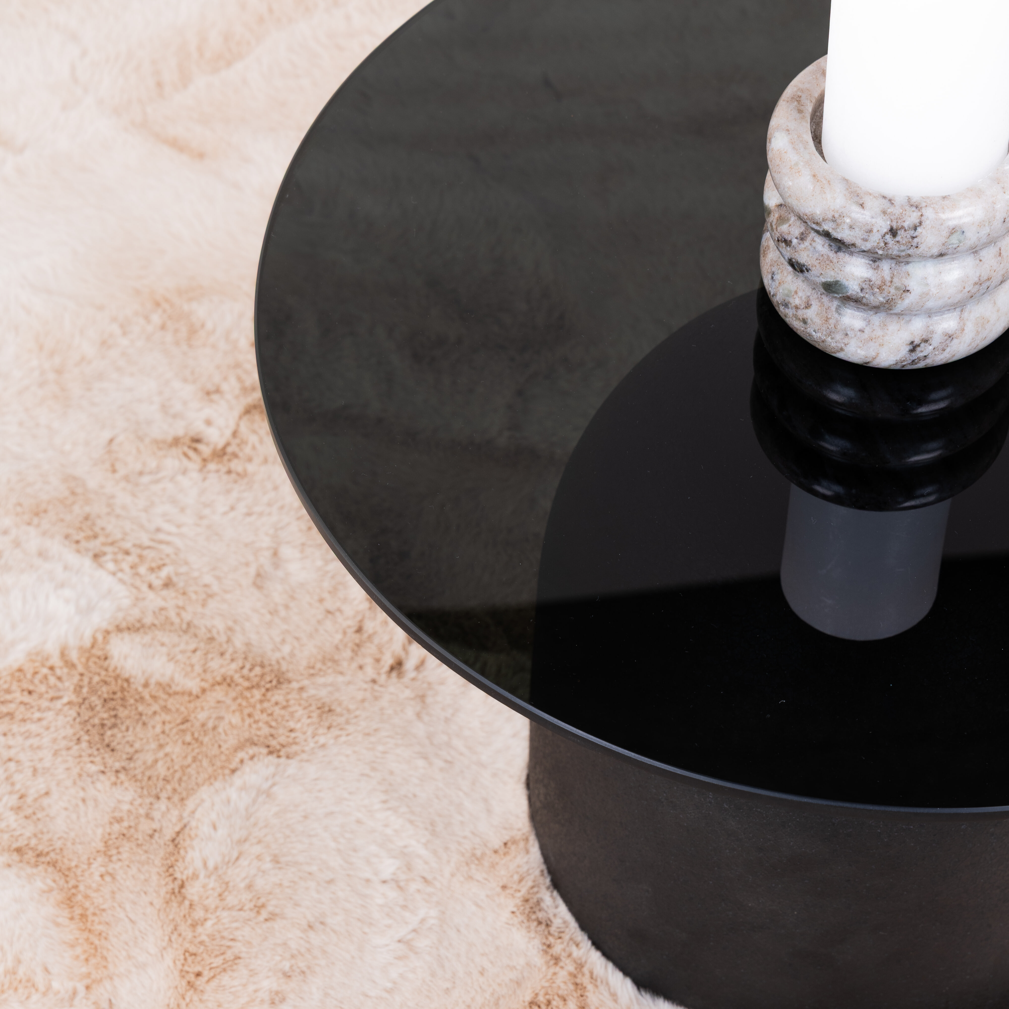 Sohome Ronde Bijzettafel 'Indira' Glas en staal, 50cm