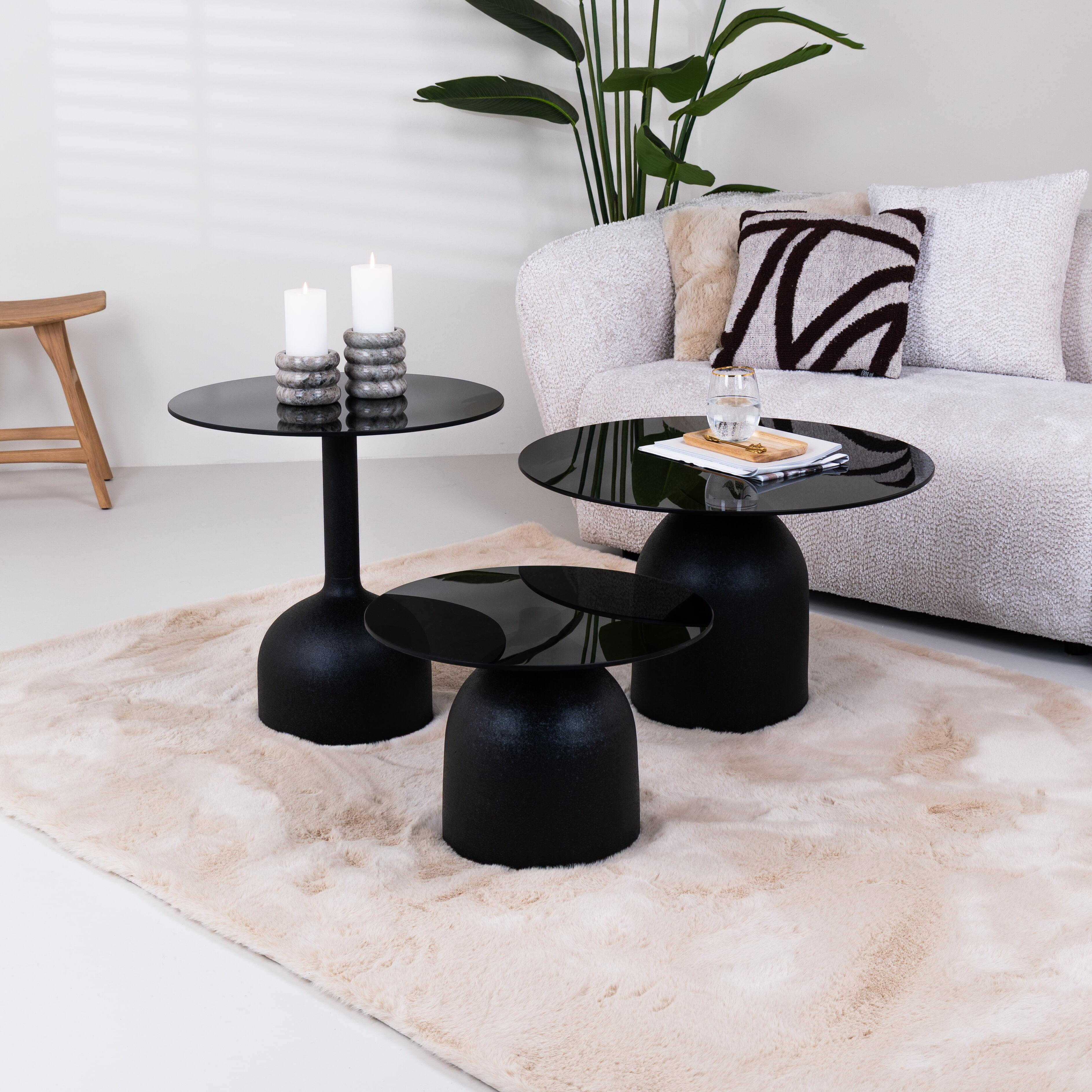 Sohome Ronde Bijzettafel 'Indira' Glas en staal, 50cm