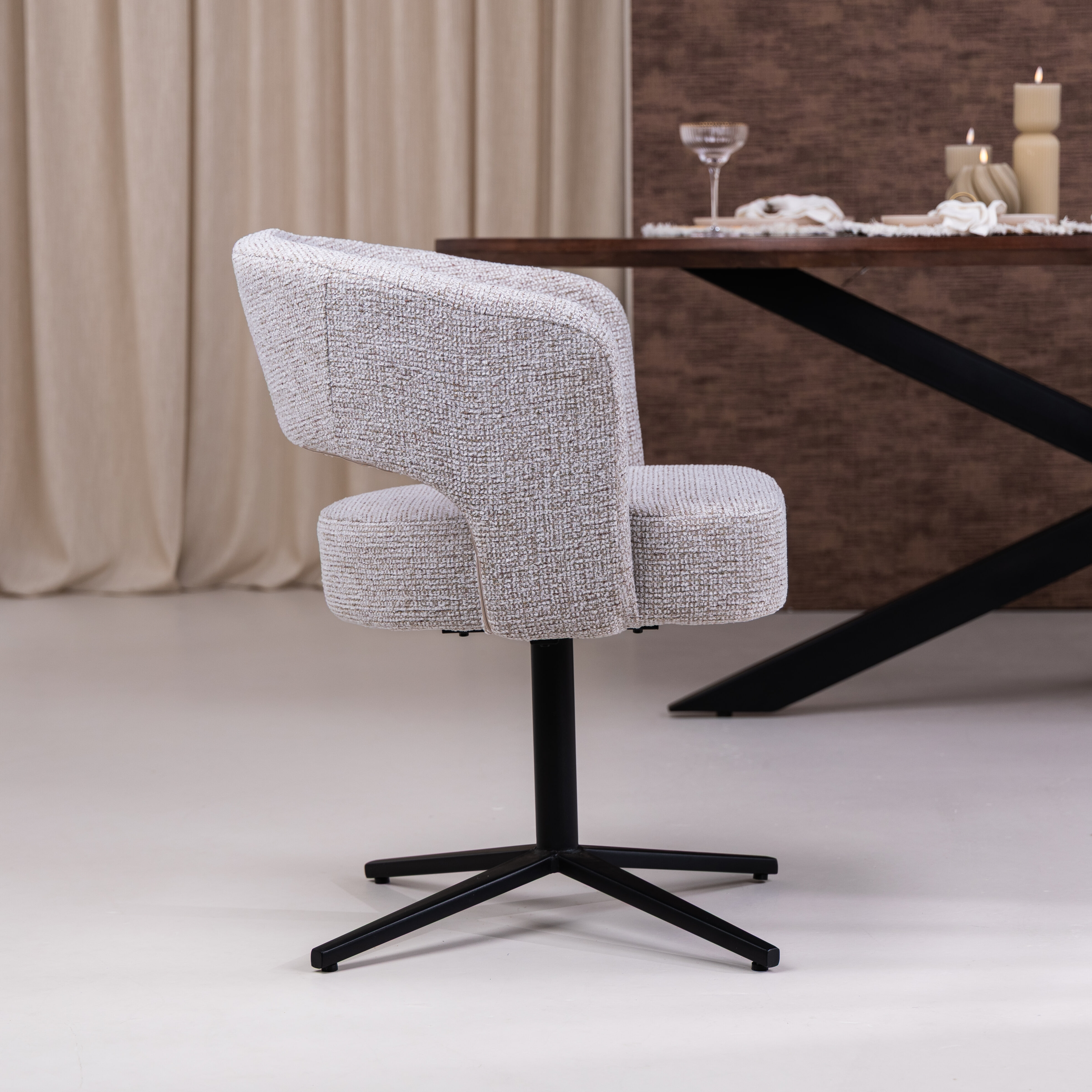 Sohome Draaibare Eetkamerstoel 'Imane' Structuurstof, kleur Beige