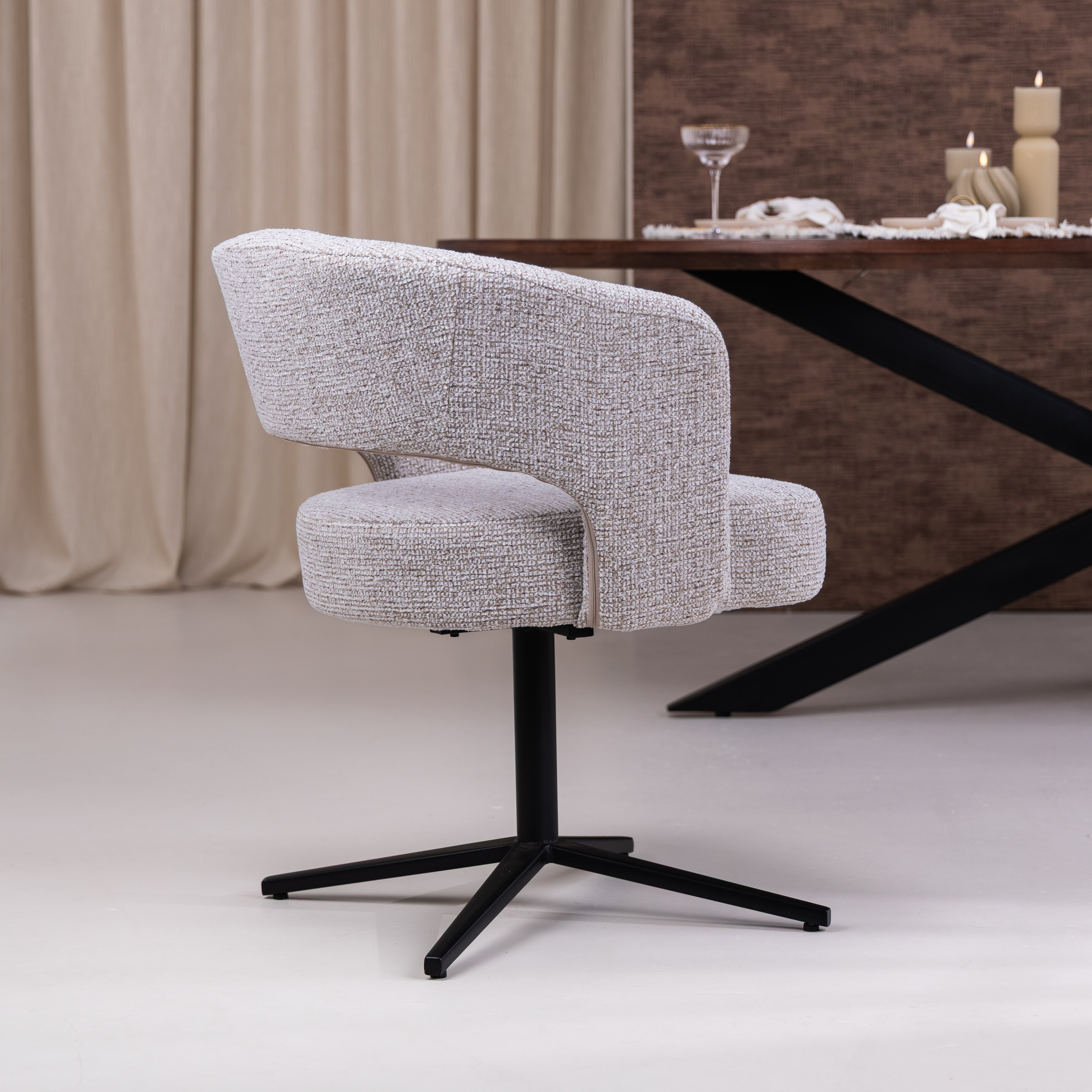 Sohome Draaibare Eetkamerstoel 'Imane' Structuurstof, kleur Beige