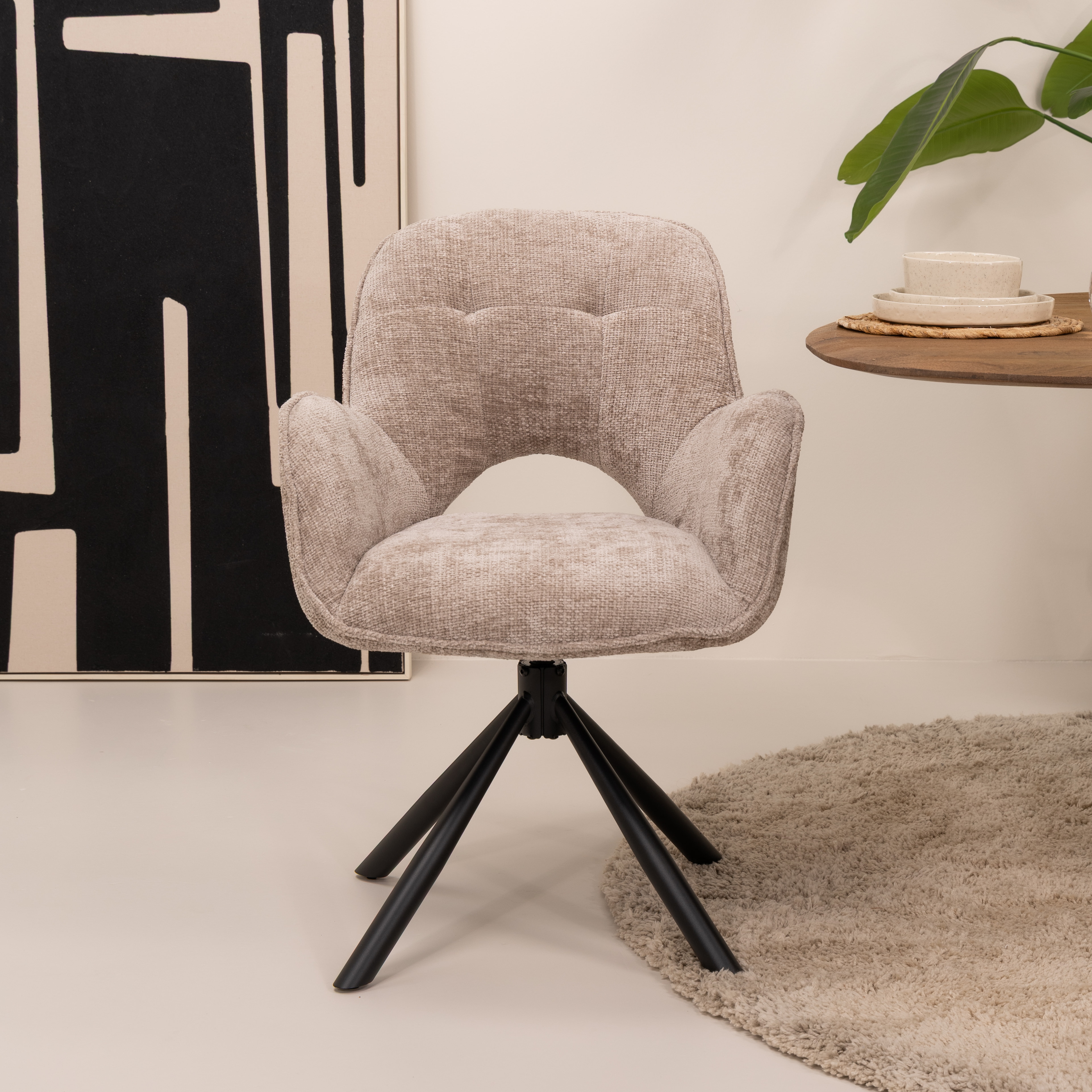 Tower Living Draaibare Eetkamerstoel 'Isola' kleur Beige