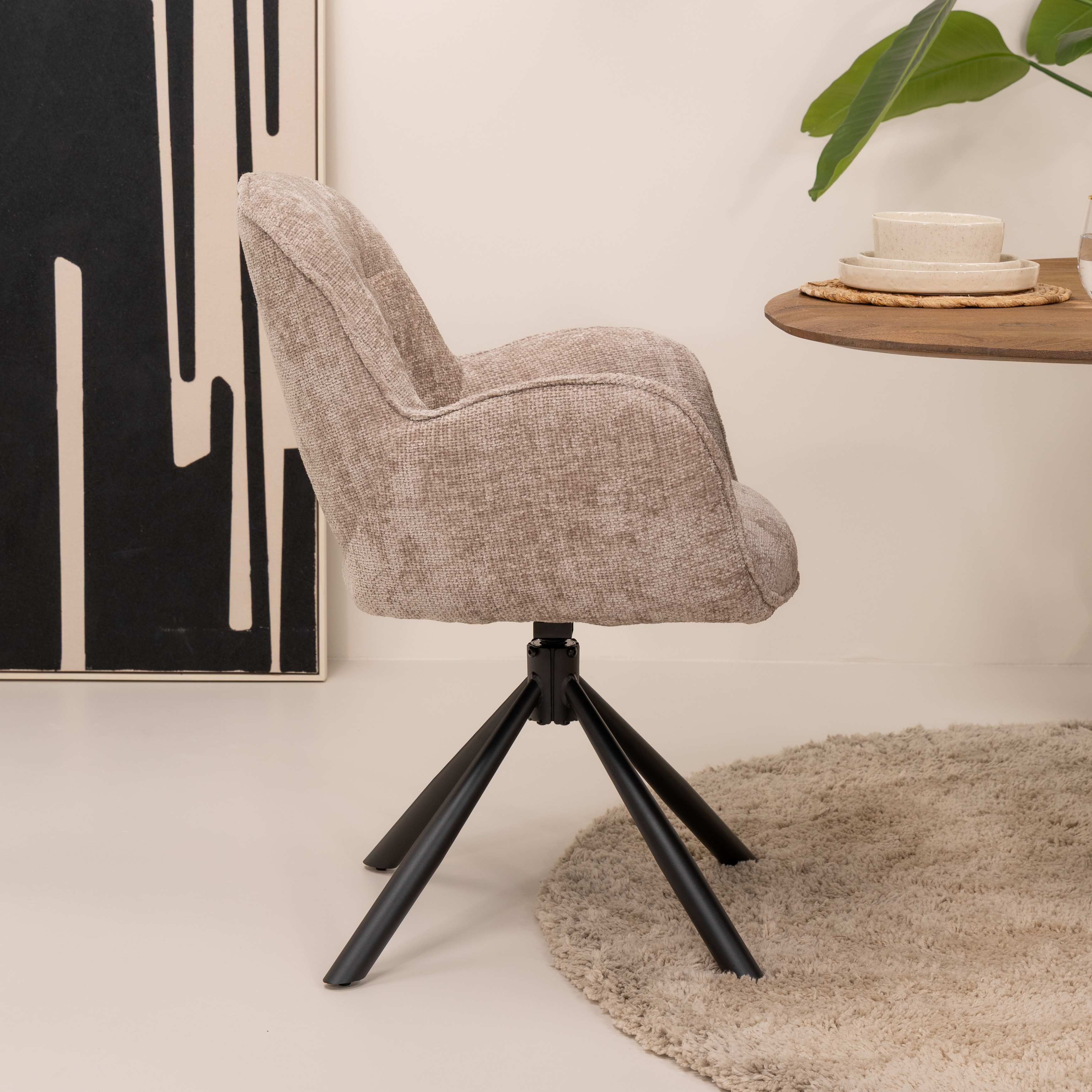 Tower Living Draaibare Eetkamerstoel 'Isola' kleur Beige