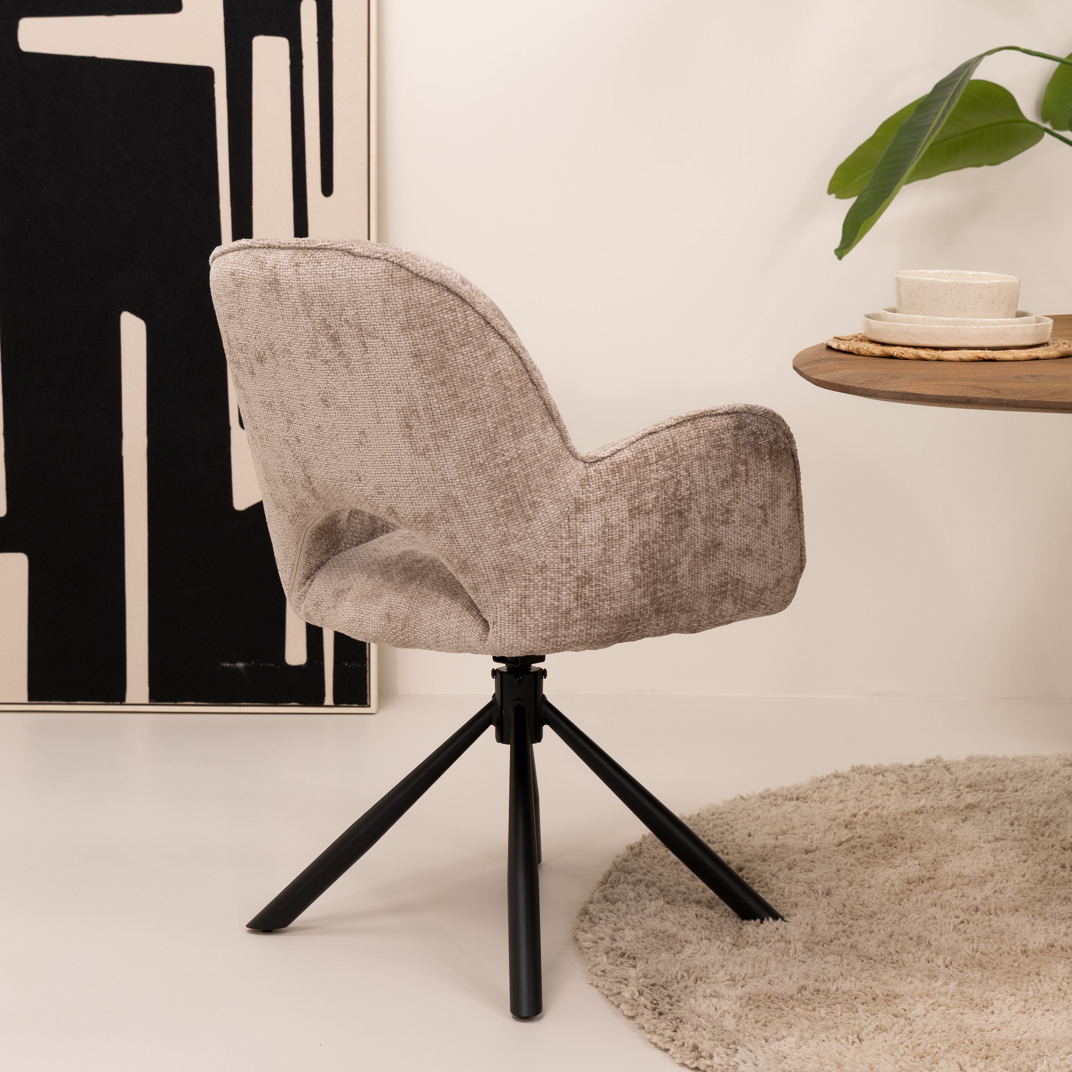Tower Living Draaibare Eetkamerstoel 'Isola' kleur Beige