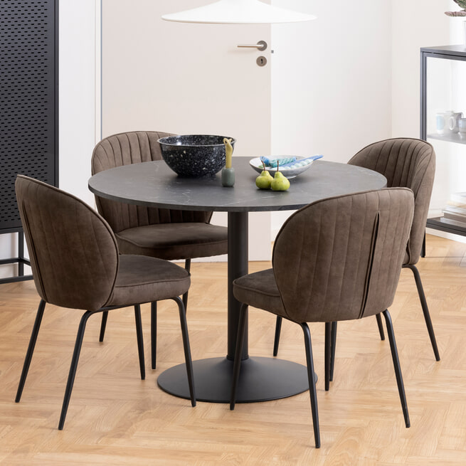 Eetset met 4 stoelen en ronde tafel 110 cm, eetset voor de Eetset met 4 stoelen en ronde tafel 110 cm, eetset voor de