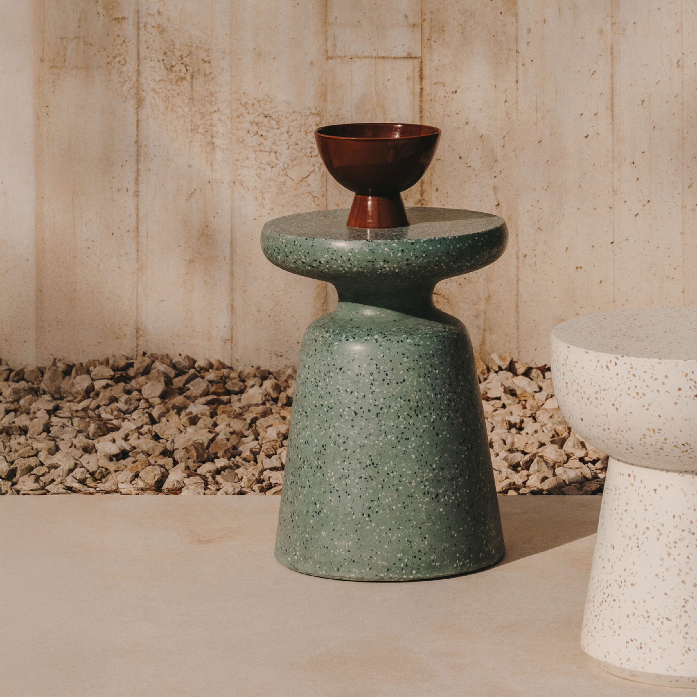 Kave Home Ronde Bijzettafel Mesquida Terrazzo, 39cm - Groen