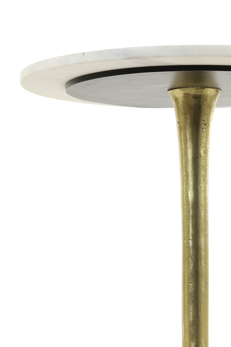 Light & Living Bijzettafel 'Rickerd' Ø48cm, wit marmer+antiek brons
