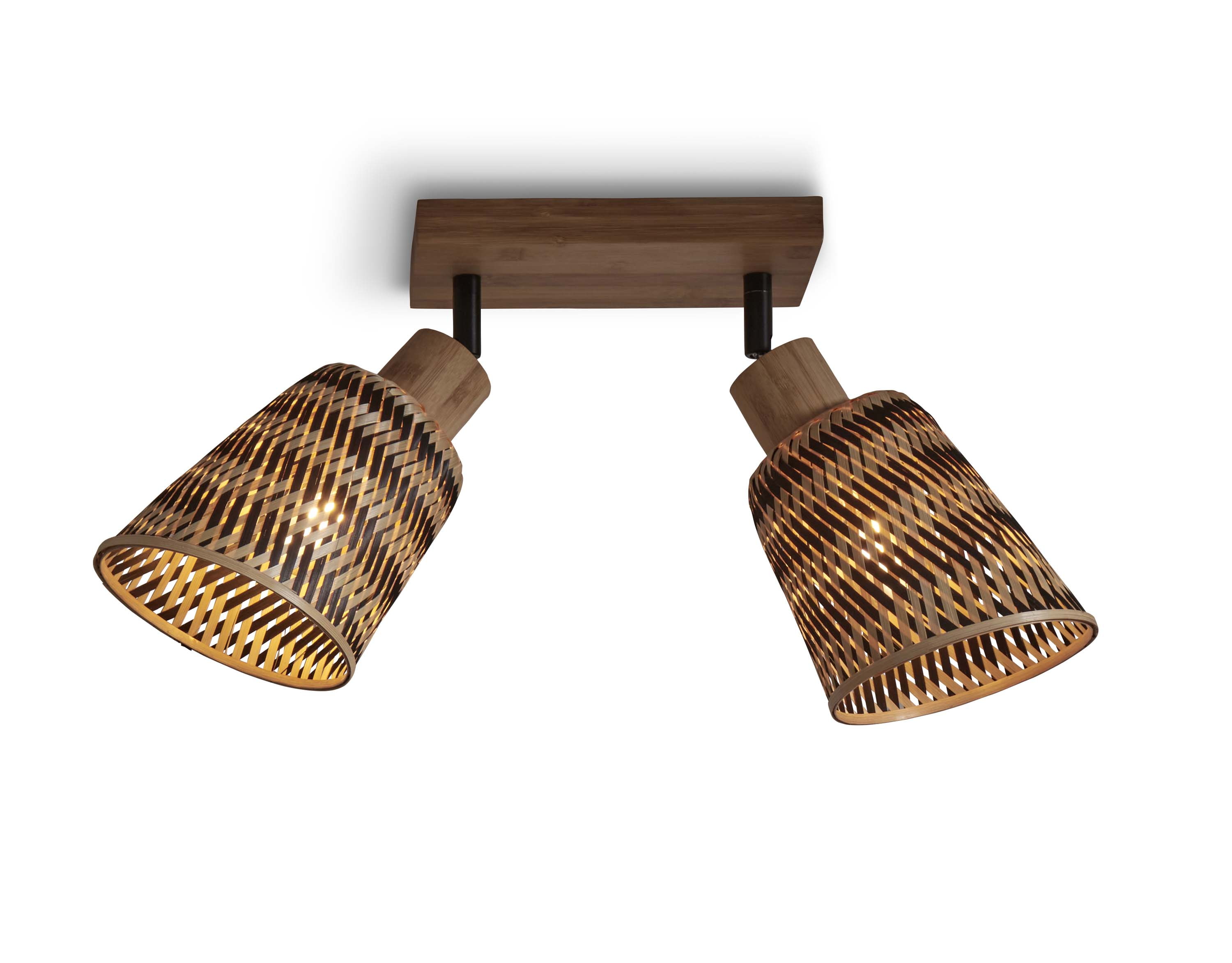 GOOD&MOJO Plafondlamp 'Java' 2-lamps, Bamboe, kleur Naturel/Zwart