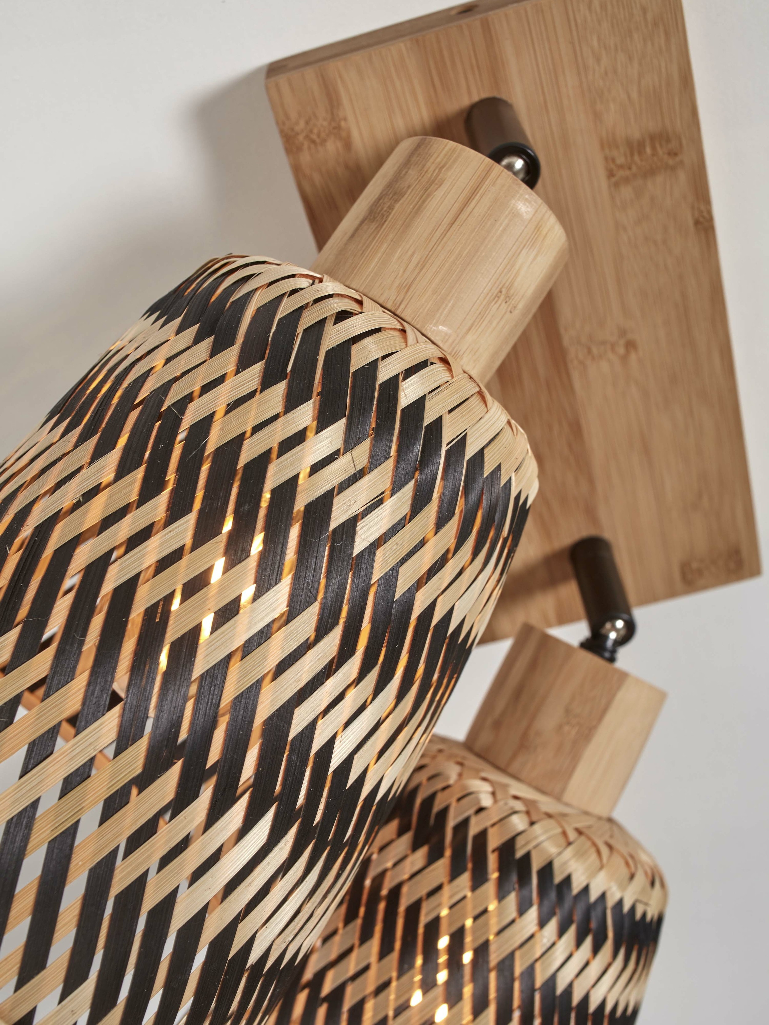 GOOD&MOJO Plafondlamp 'Java' 2-lamps, Bamboe, kleur Naturel/Zwart