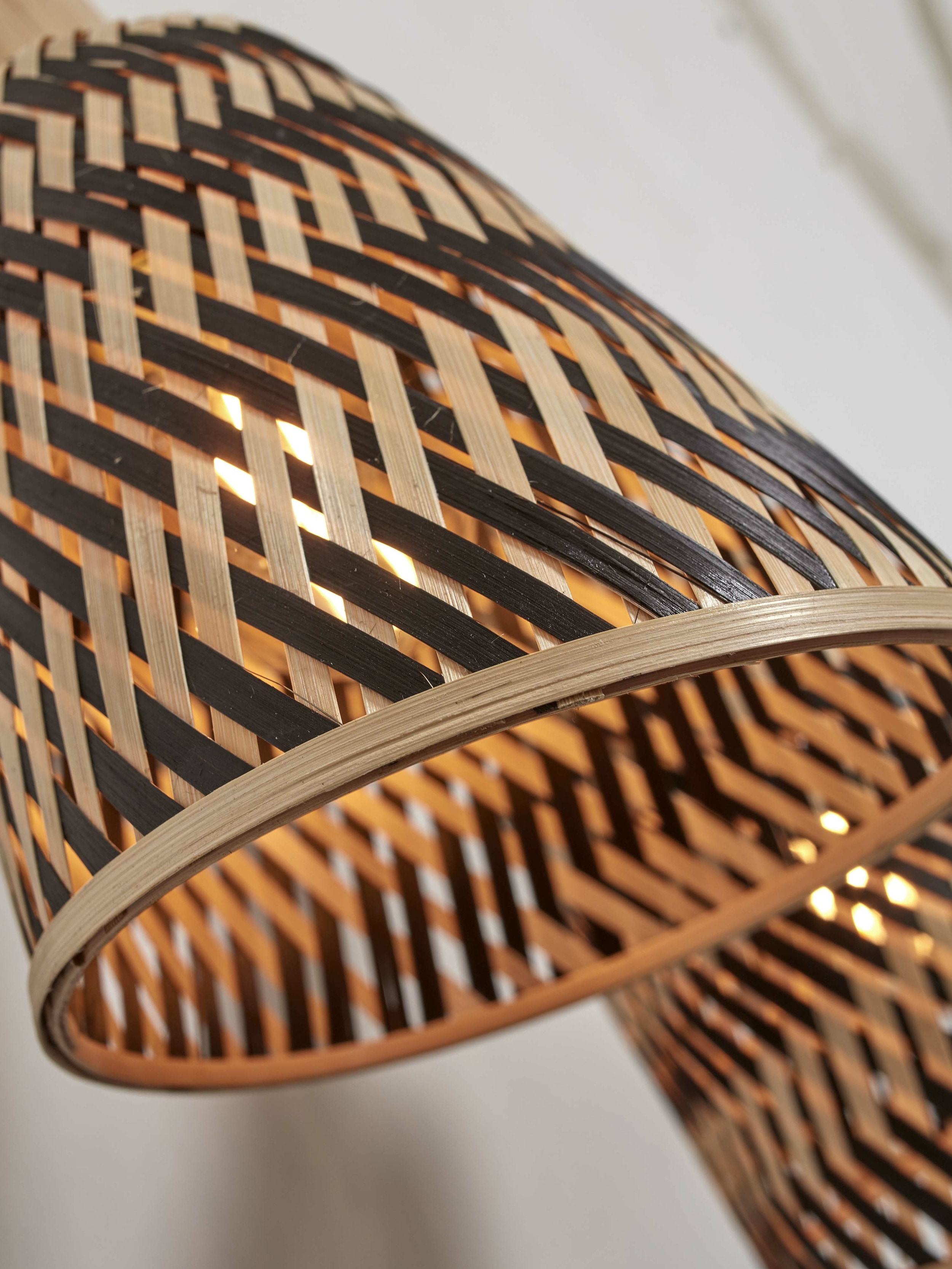 GOOD&MOJO Plafondlamp 'Java' 2-lamps, Bamboe, kleur Naturel/Zwart