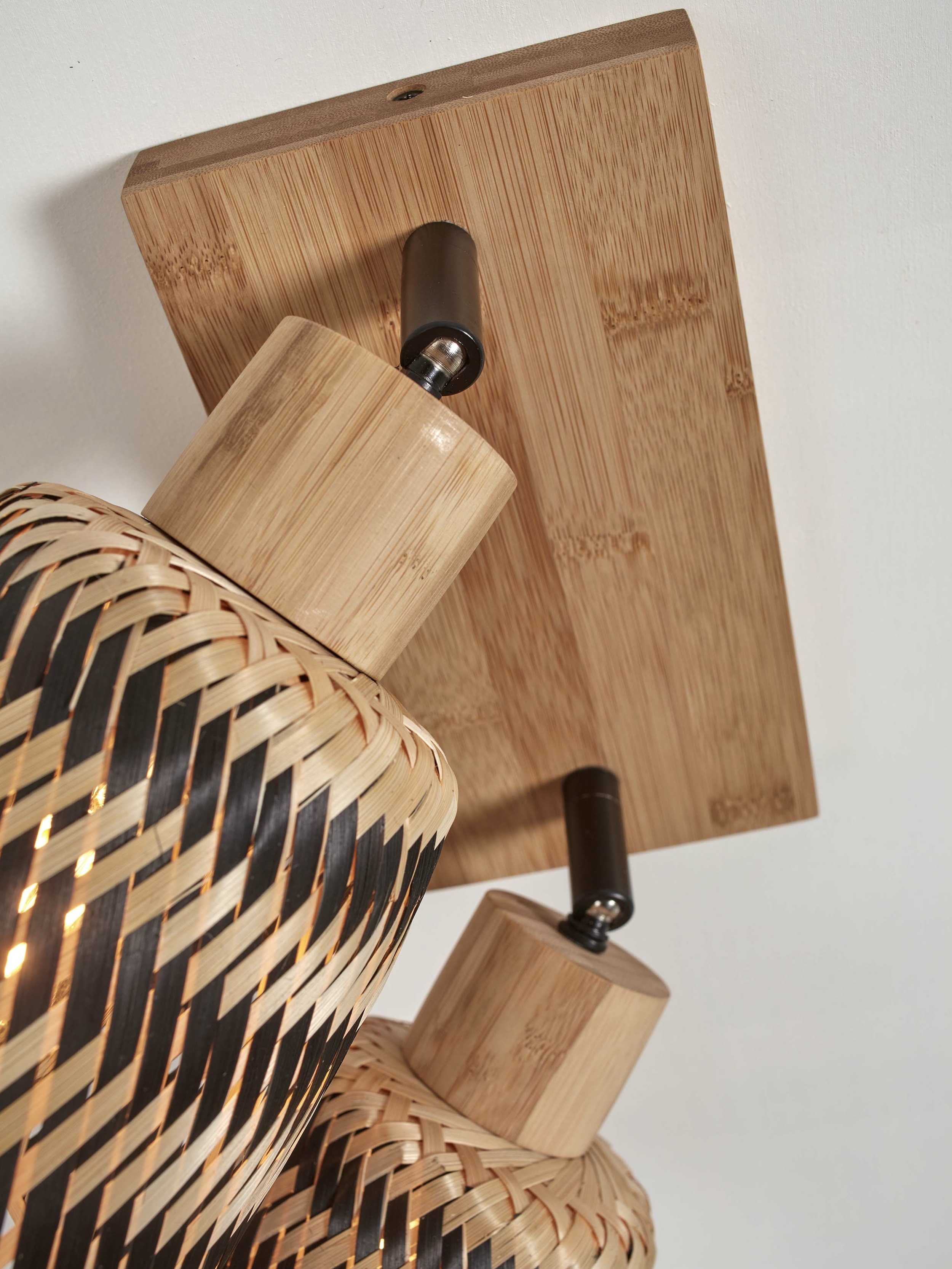 GOOD&MOJO Plafondlamp 'Java' 2-lamps, Bamboe, kleur Naturel/Zwart