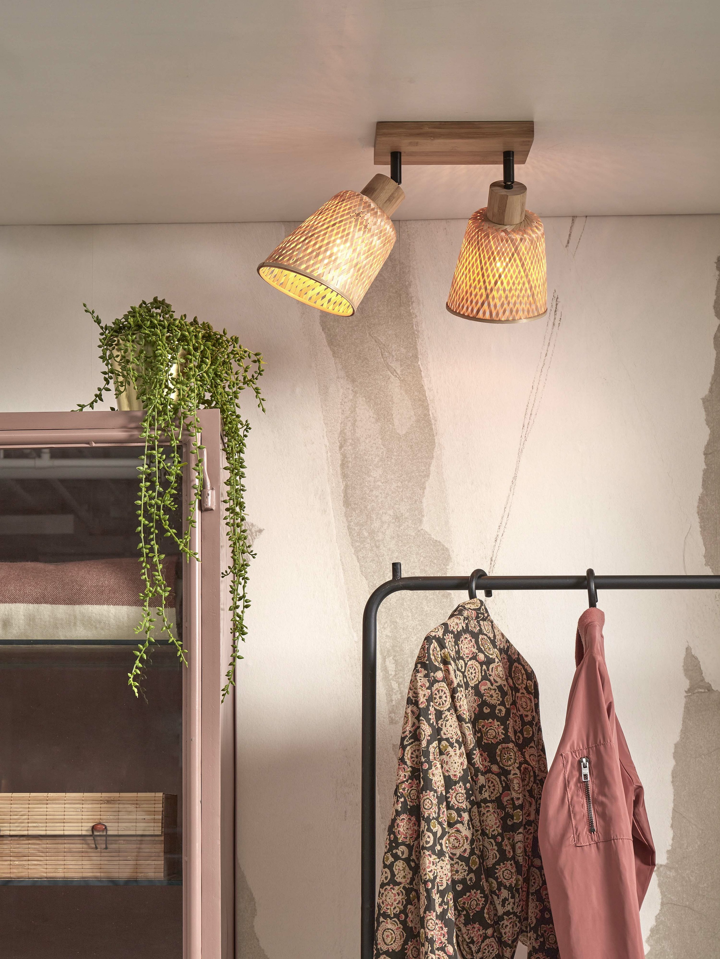 GOOD&MOJO Plafondlamp 'Java' 2-lamps, Bamboe, kleur Naturel