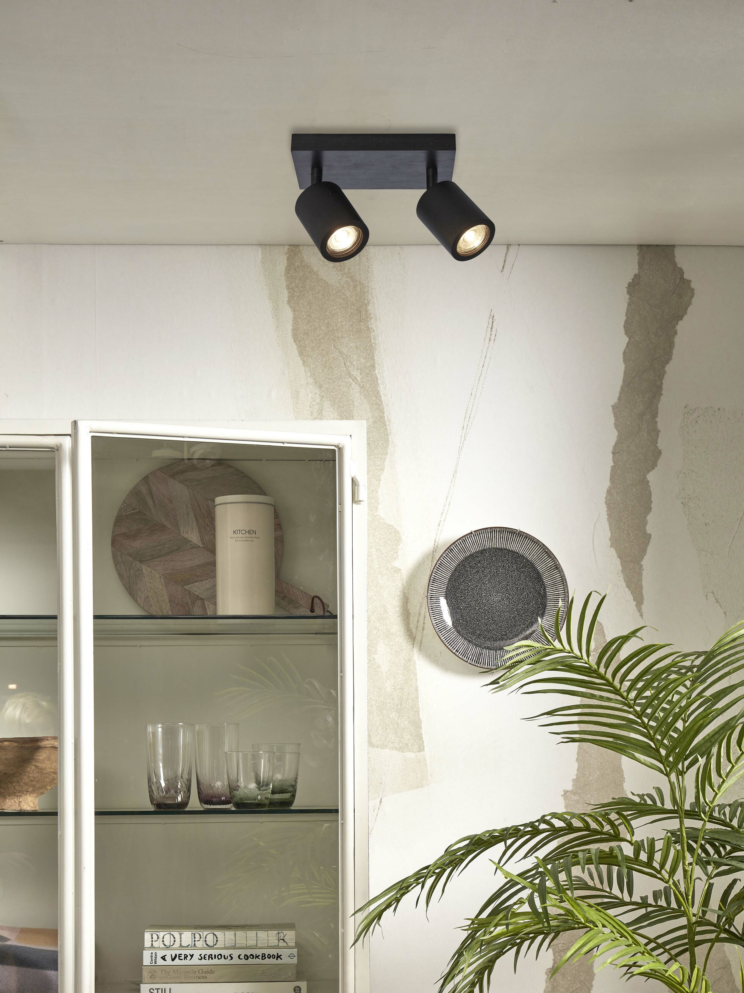 GOOD&MOJO Plafondlamp 'Java' 2-lamps, Bamboe, kleur Zwart