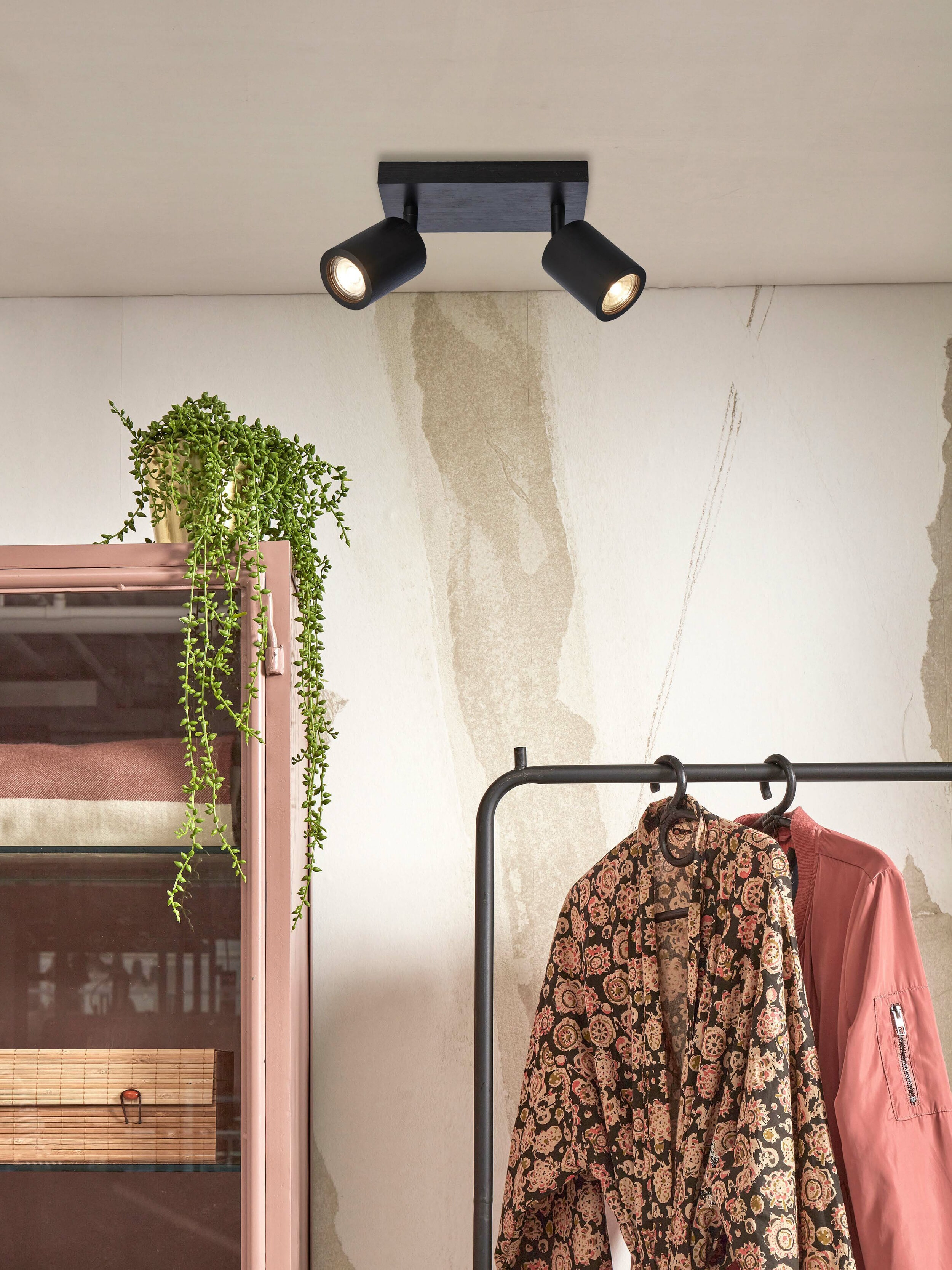 GOOD&MOJO Plafondlamp 'Java' 2-lamps, Bamboe, kleur Zwart
