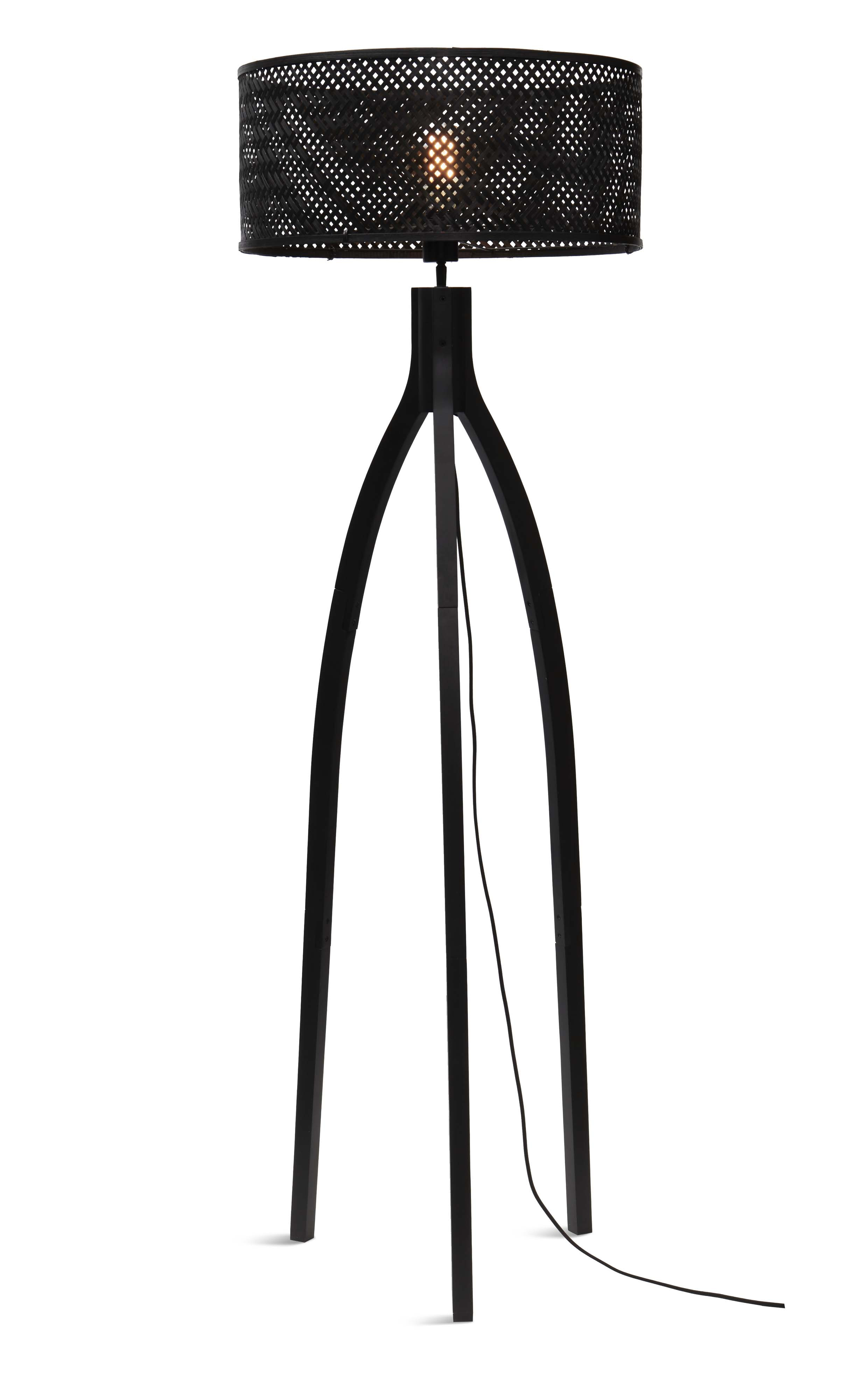 GOOD&MOJO Vloerlamp 'Java' 3-poot, Bamboe, kleur Zwart