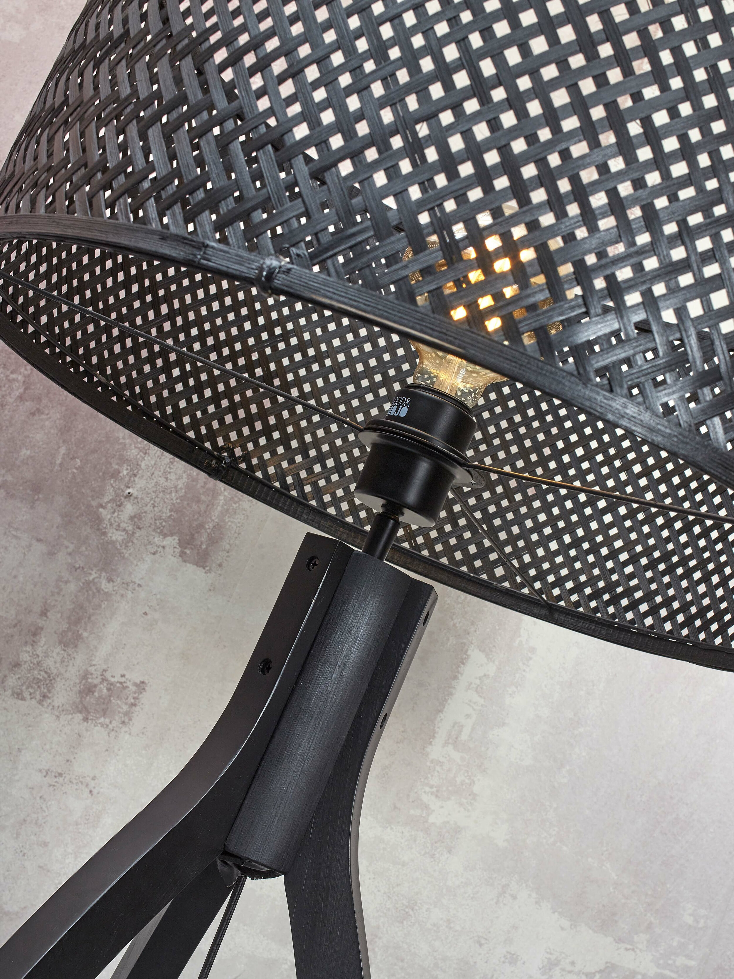 GOOD&MOJO Vloerlamp 'Java' 3-poot, Bamboe, kleur Zwart