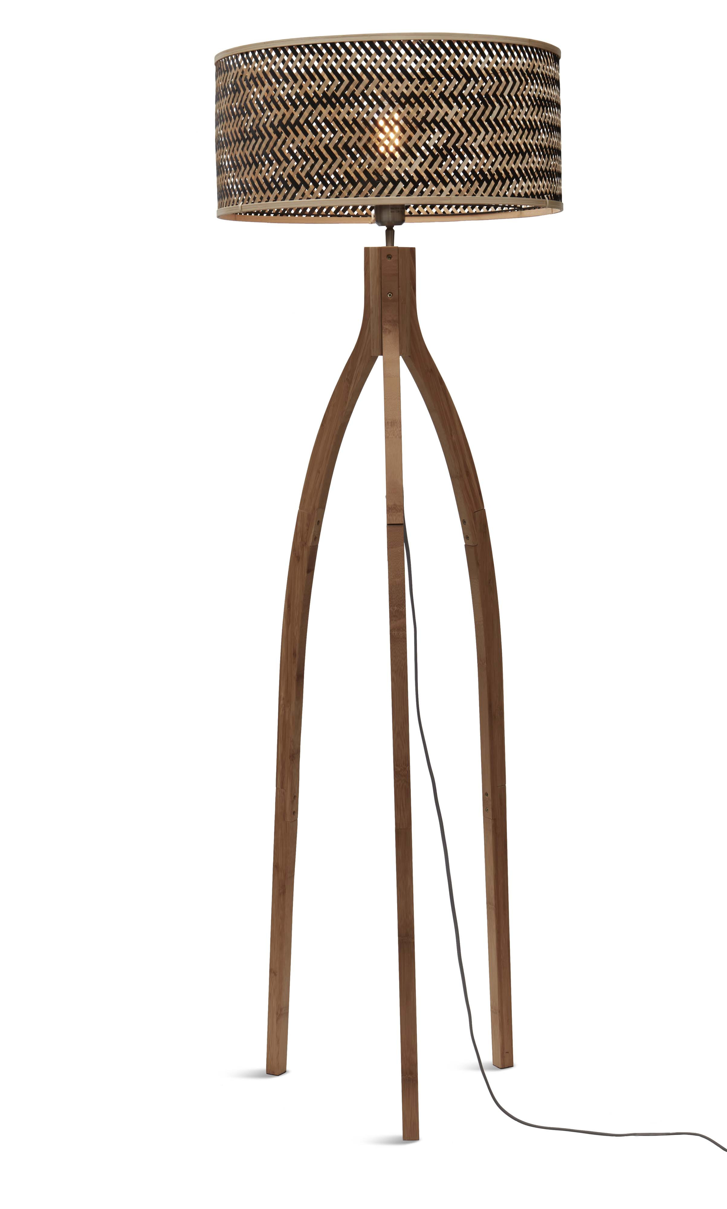 GOOD&MOJO Vloerlamp 'Java' 3-poot, Bamboe, kleur Naturel/Zwart