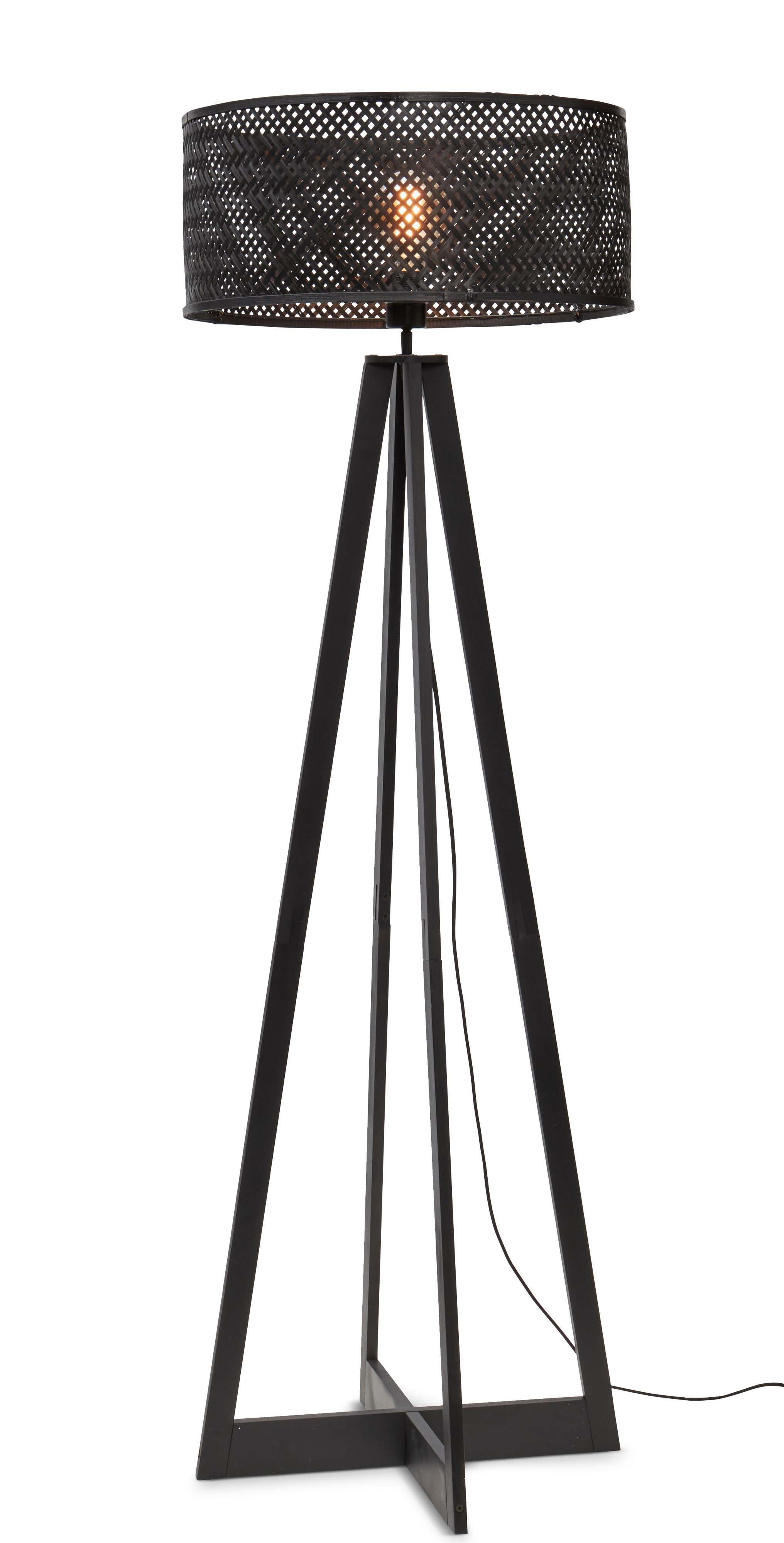 GOOD&MOJO Vloerlamp 'Java' 4-poot, Bamboe, kleur Zwart