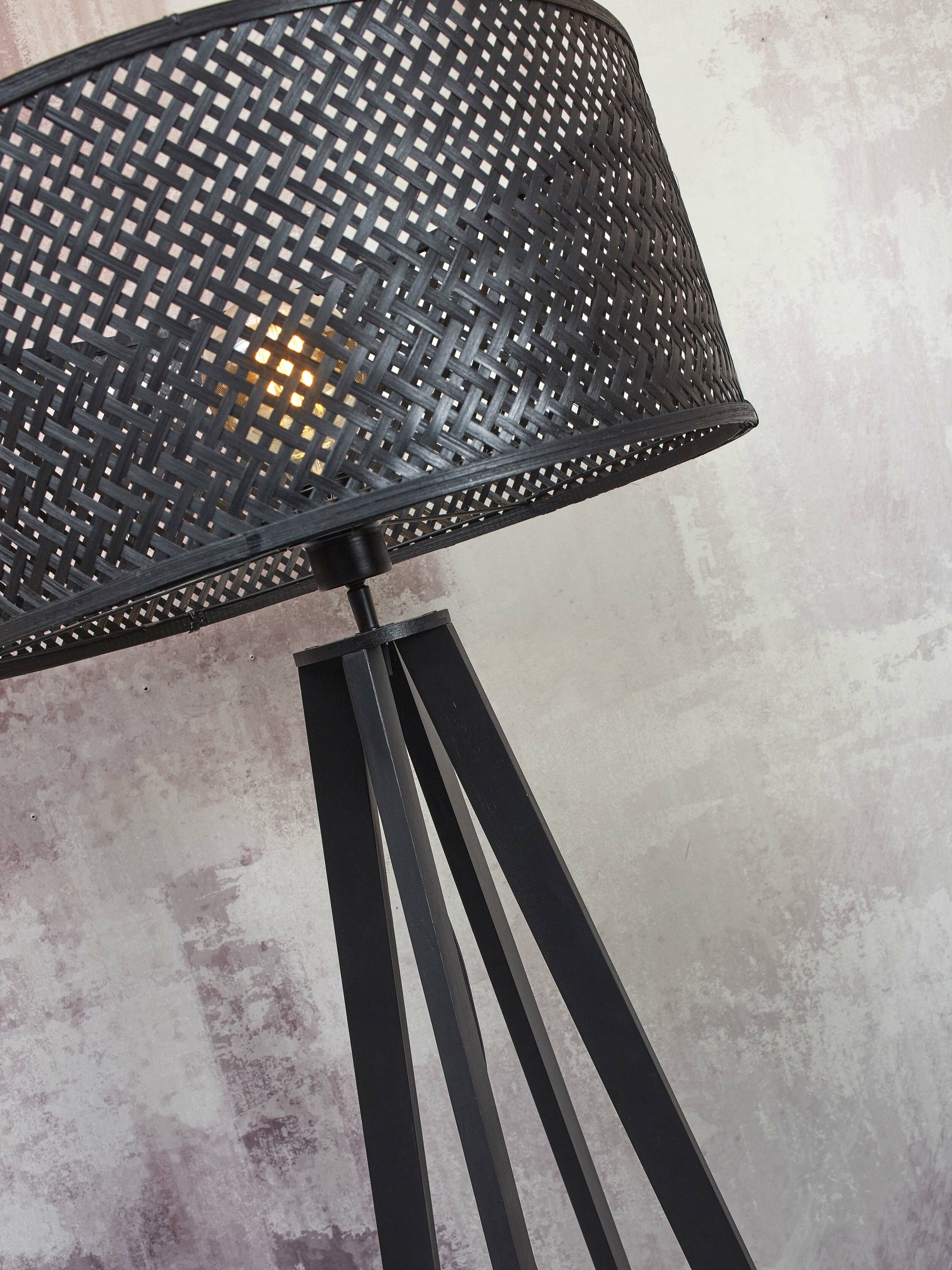 GOOD&MOJO Vloerlamp 'Java' 4-poot, Bamboe, kleur Zwart