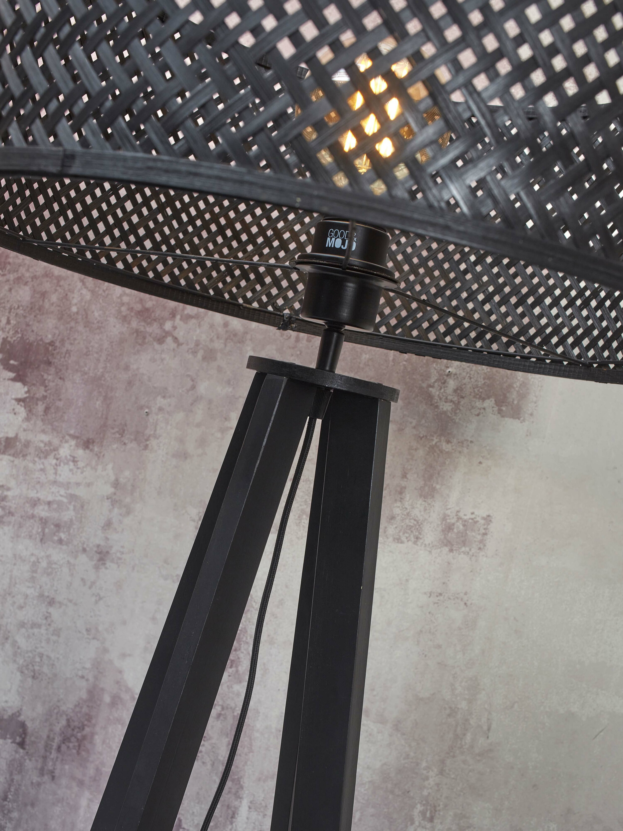 GOOD&MOJO Vloerlamp 'Java' 4-poot, Bamboe, kleur Zwart