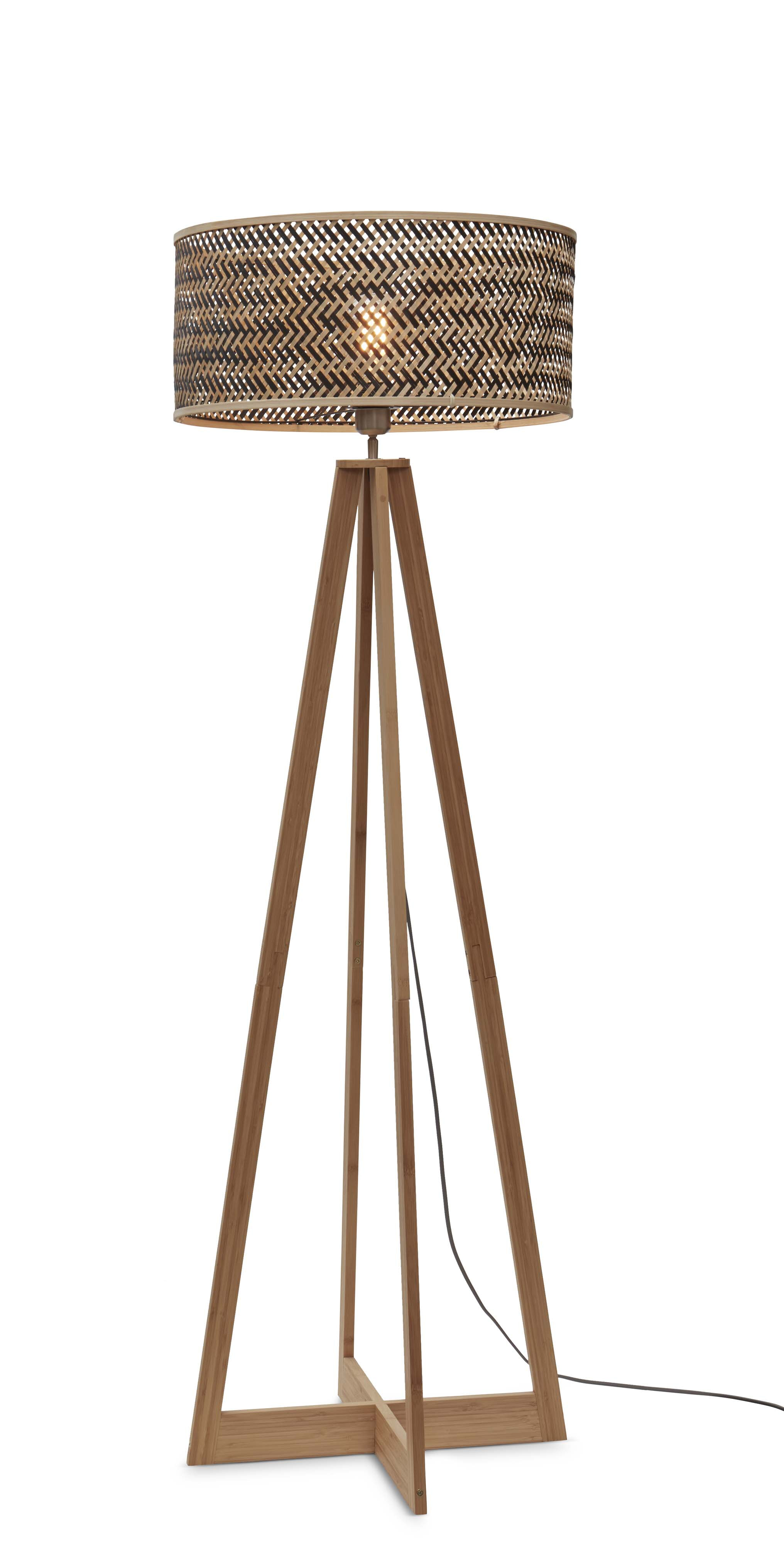 GOOD&MOJO Vloerlamp 'Java' 4-poot, Bamboe, kleur Naturel/Zwart