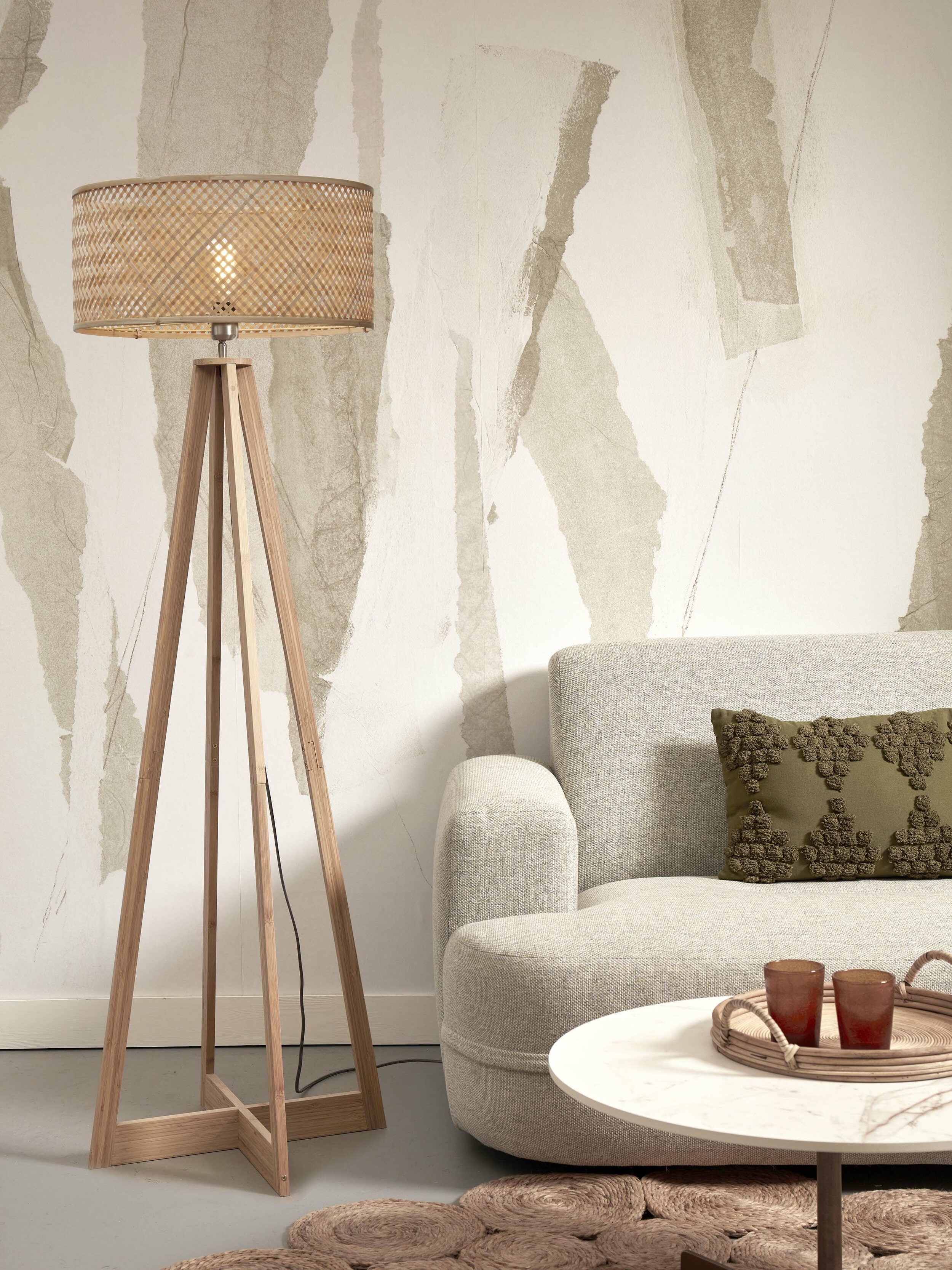 GOOD&MOJO Vloerlamp 'Java' 4-poot, Bamboe, kleur Naturel